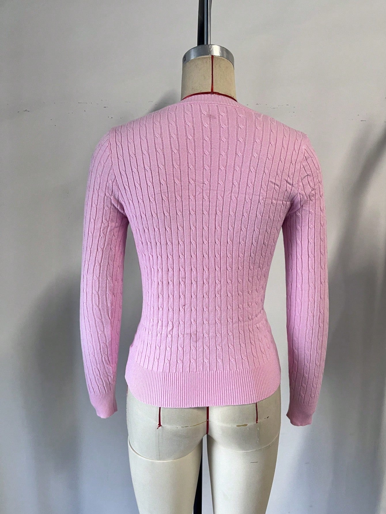 Women's Pink Ribbed Knit Midi Bodycon Dress