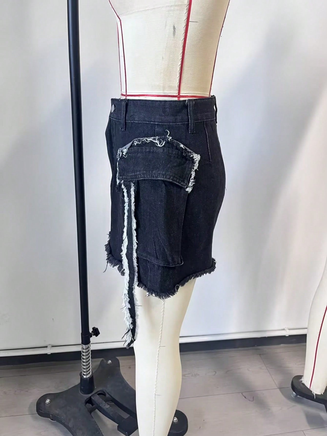 Women's Smoke Black Denim Mini Skirt with Front Slit