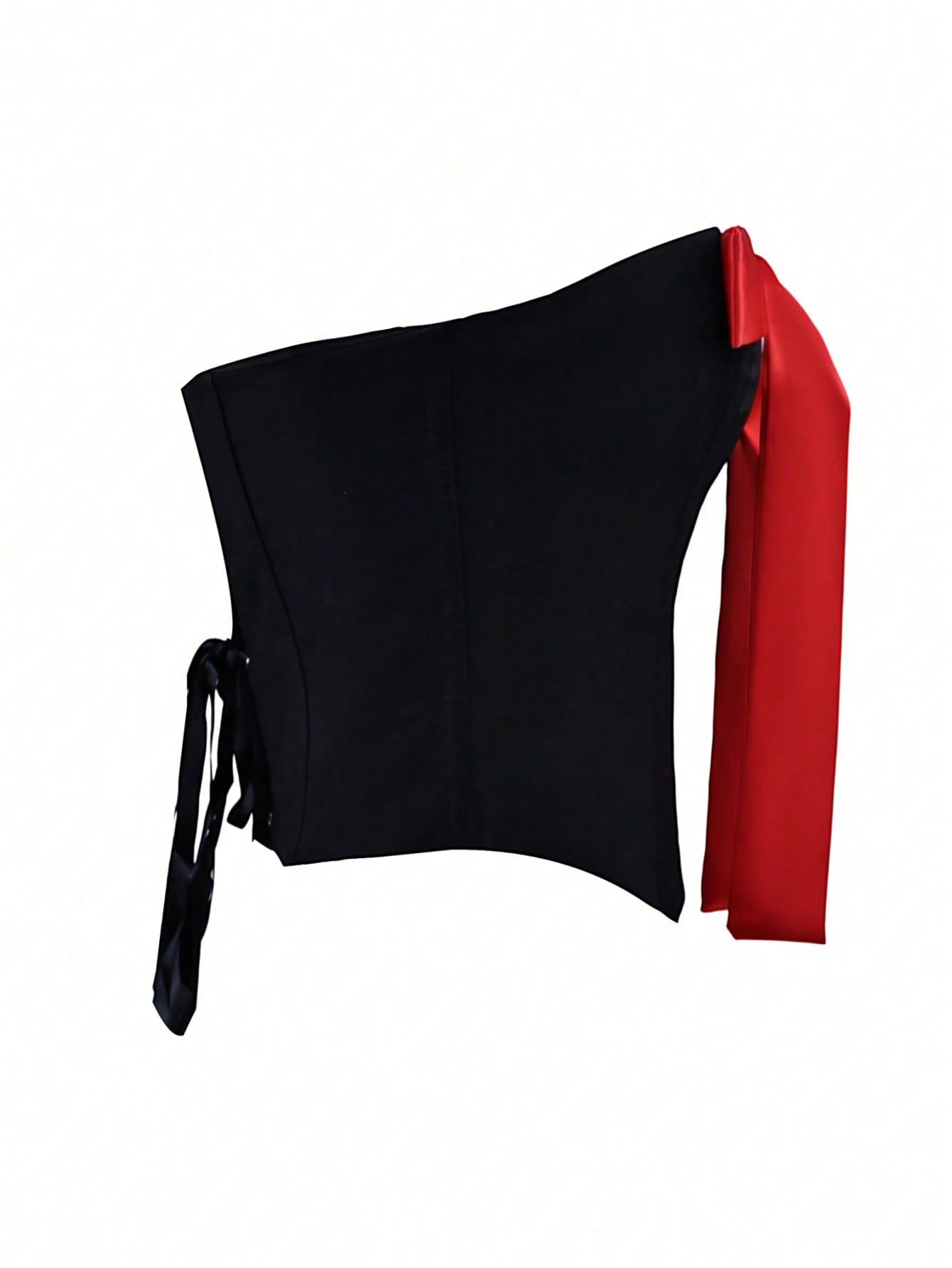 Women's Black Tube Dress with Large Red Bow Detail