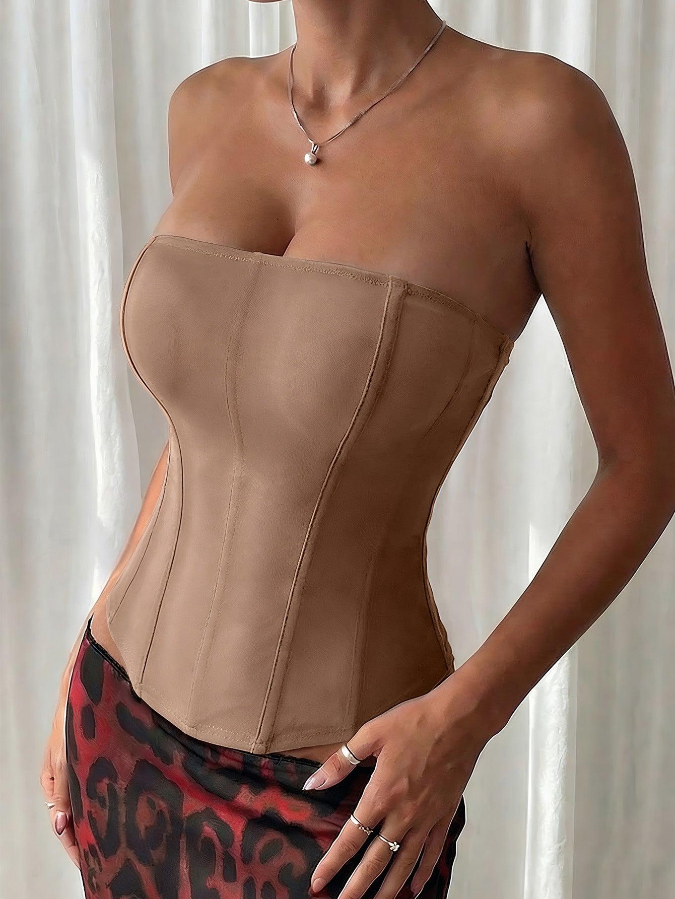 Women's Coffee Corset Bustier Top