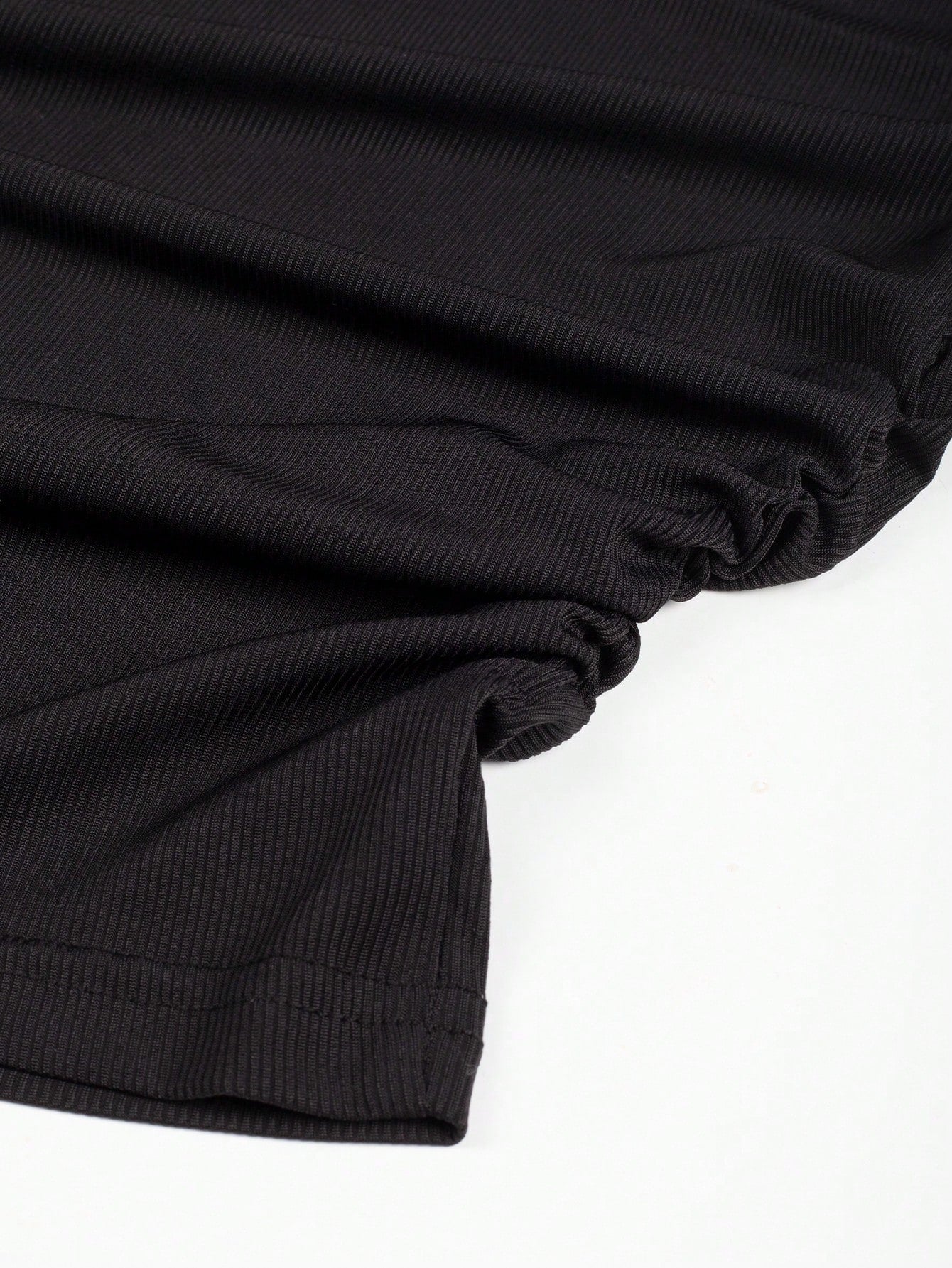 Women's Women Black Short Sleeve Mock Neck Top Slim Fit Casual Tee