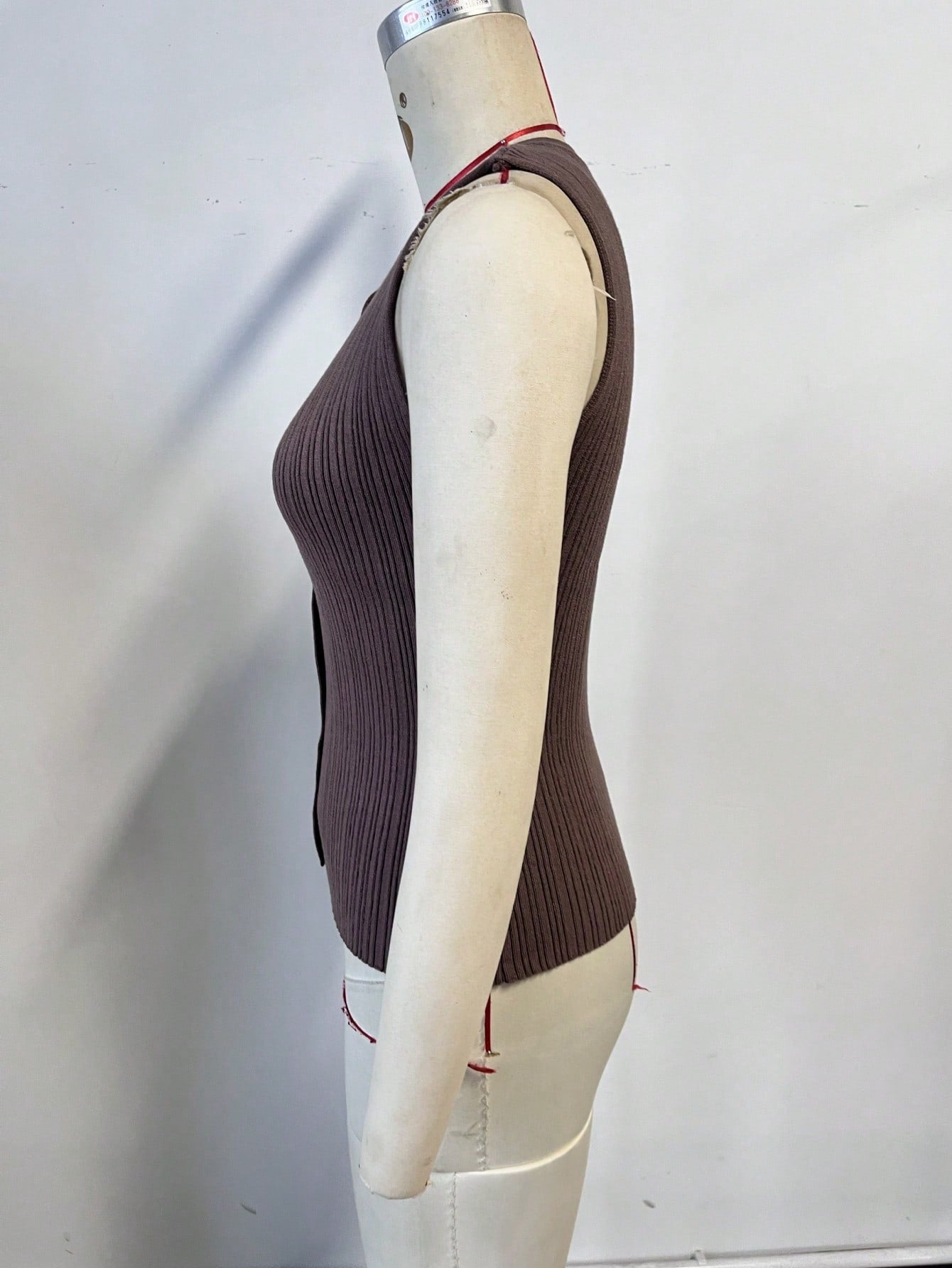 Women's Mocha Brown Sleeveless Bodycon Midi Dress