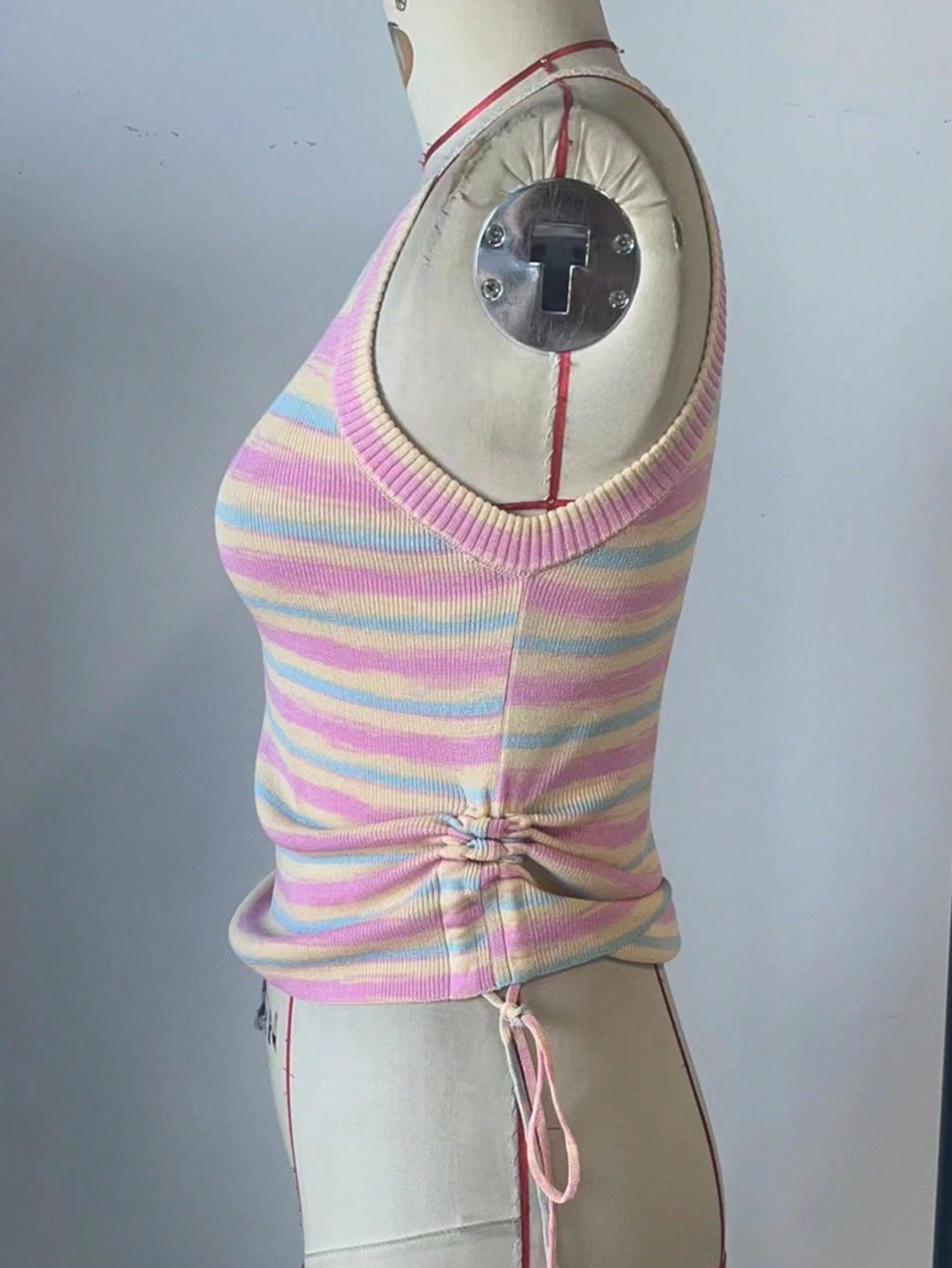 Women's Multi Color Ribbed Knit Midi bodycon dress with sleeveless