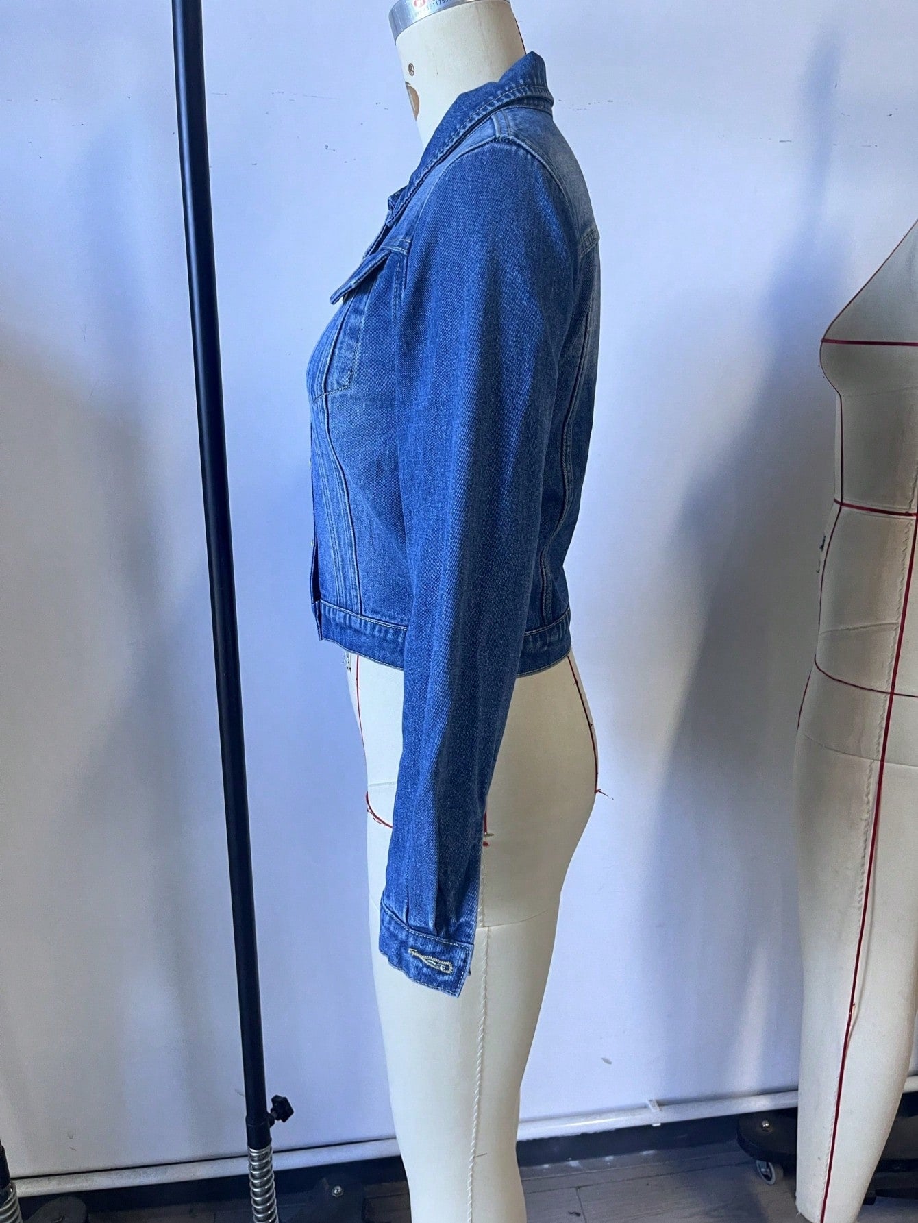 Women's Classic Blue Denim Jacket - Button-Front Casual Trucker Jacket