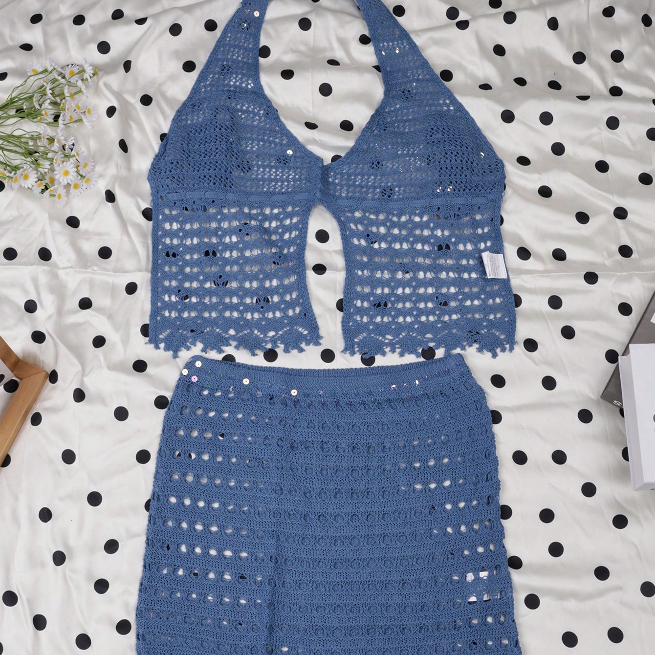 Women's Blue Off-Shoulder Bodycon Mini Dress