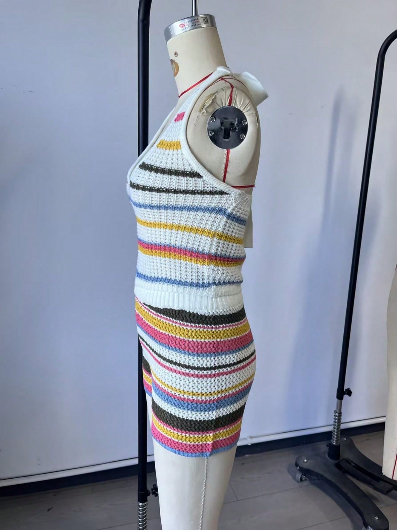 Women's Multicolor Knit Bodycon Midi Dress