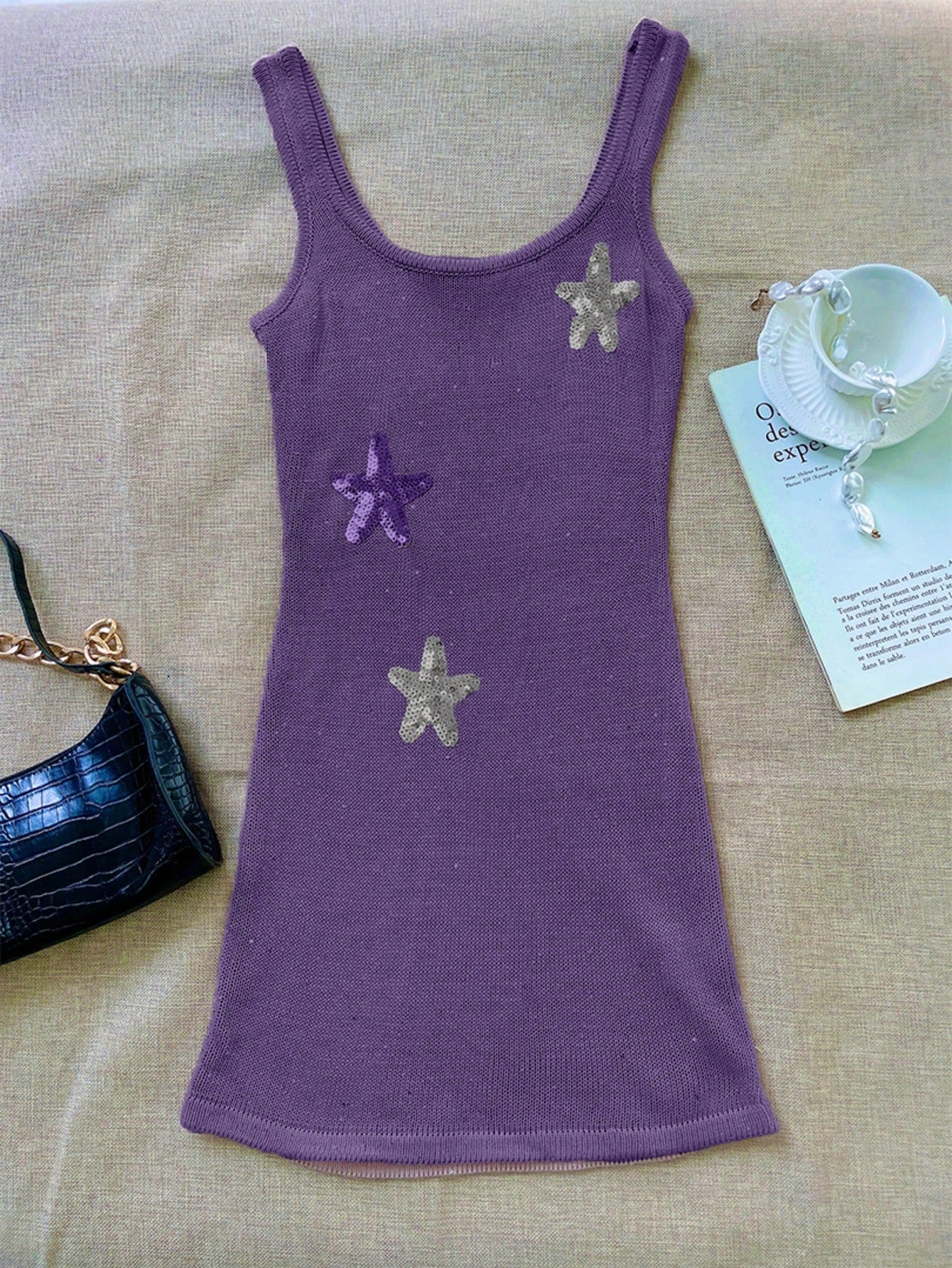 Women's Purple Polyester Full-length pants with leggings-style