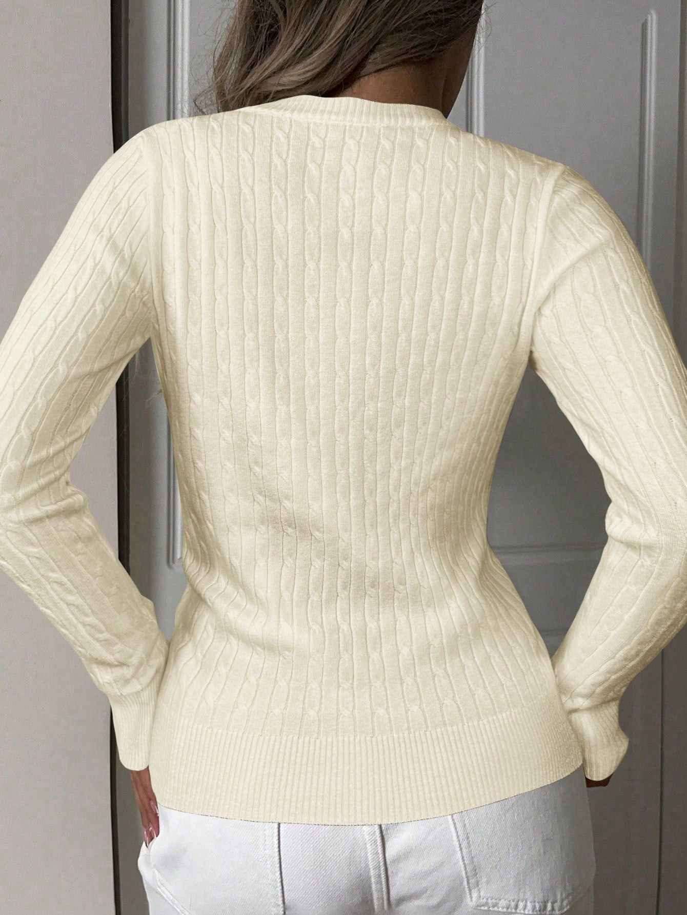 Women's Beige Ribbed Knit Midi Bodycon Dress