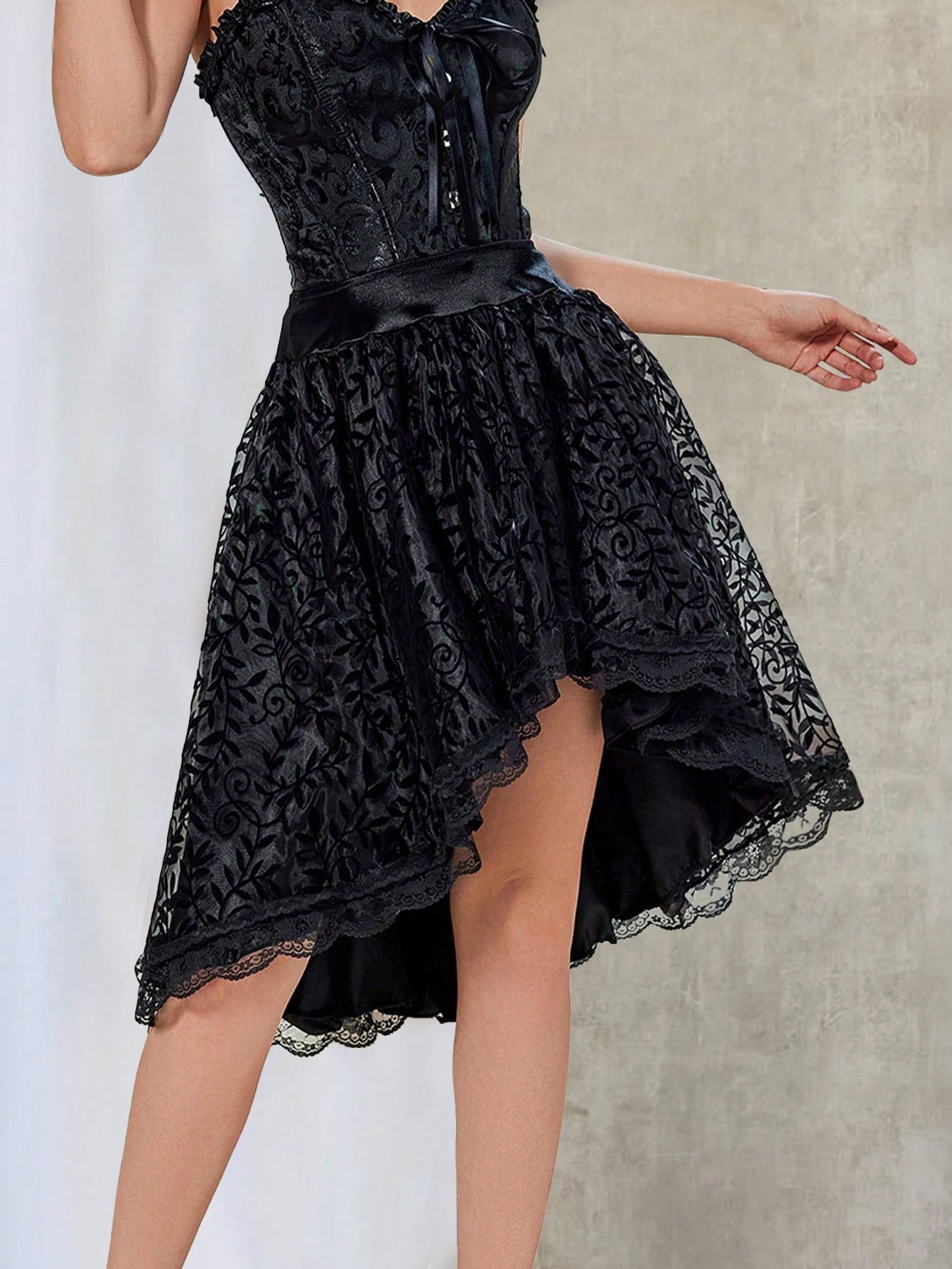 Women's Black Polyester Midi skirt with A-line