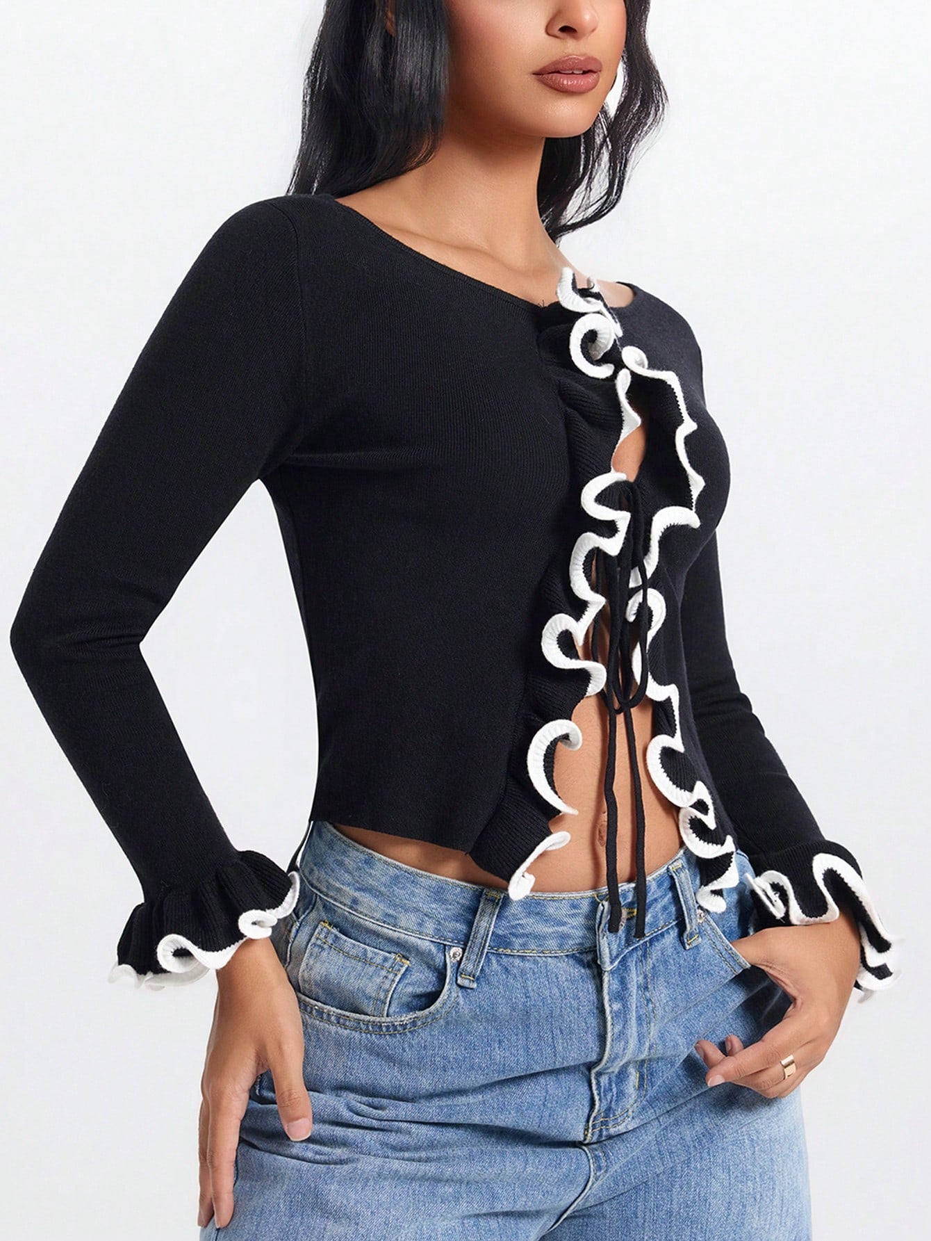 Women's Black Knit Bodycon Midi Dress
