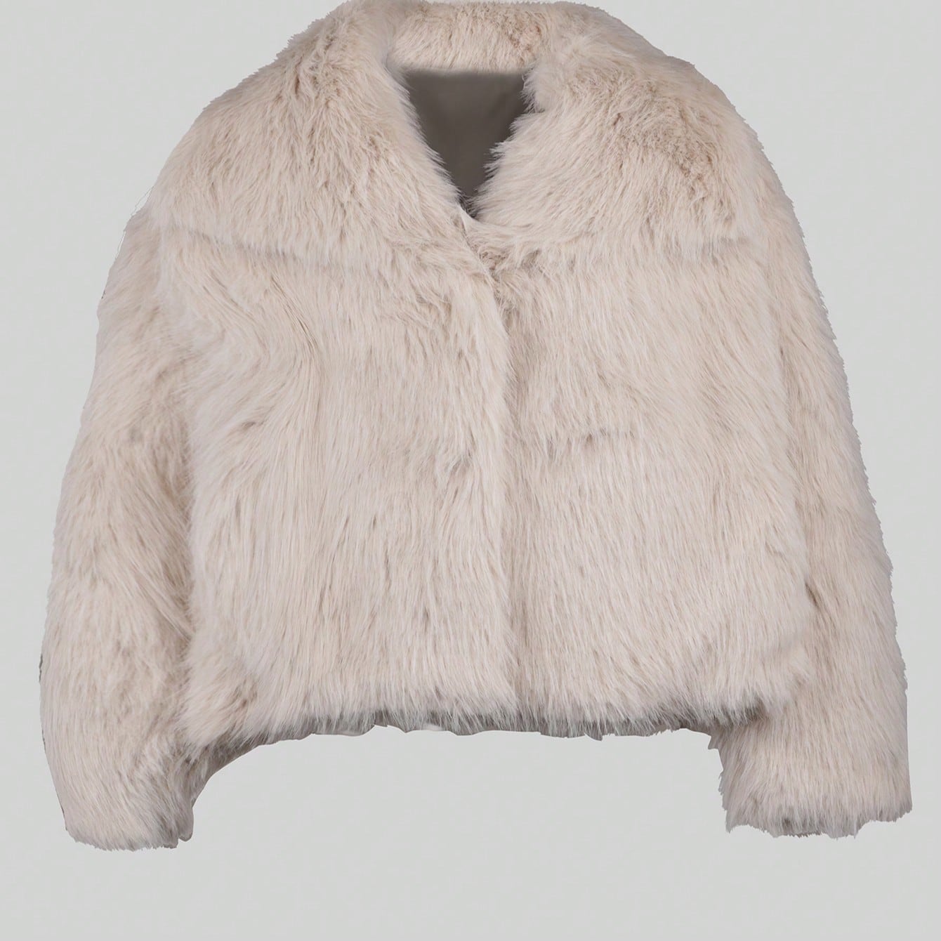 Women's Elegant Women's Grey Faux Fur Jacket Short Winter Coat