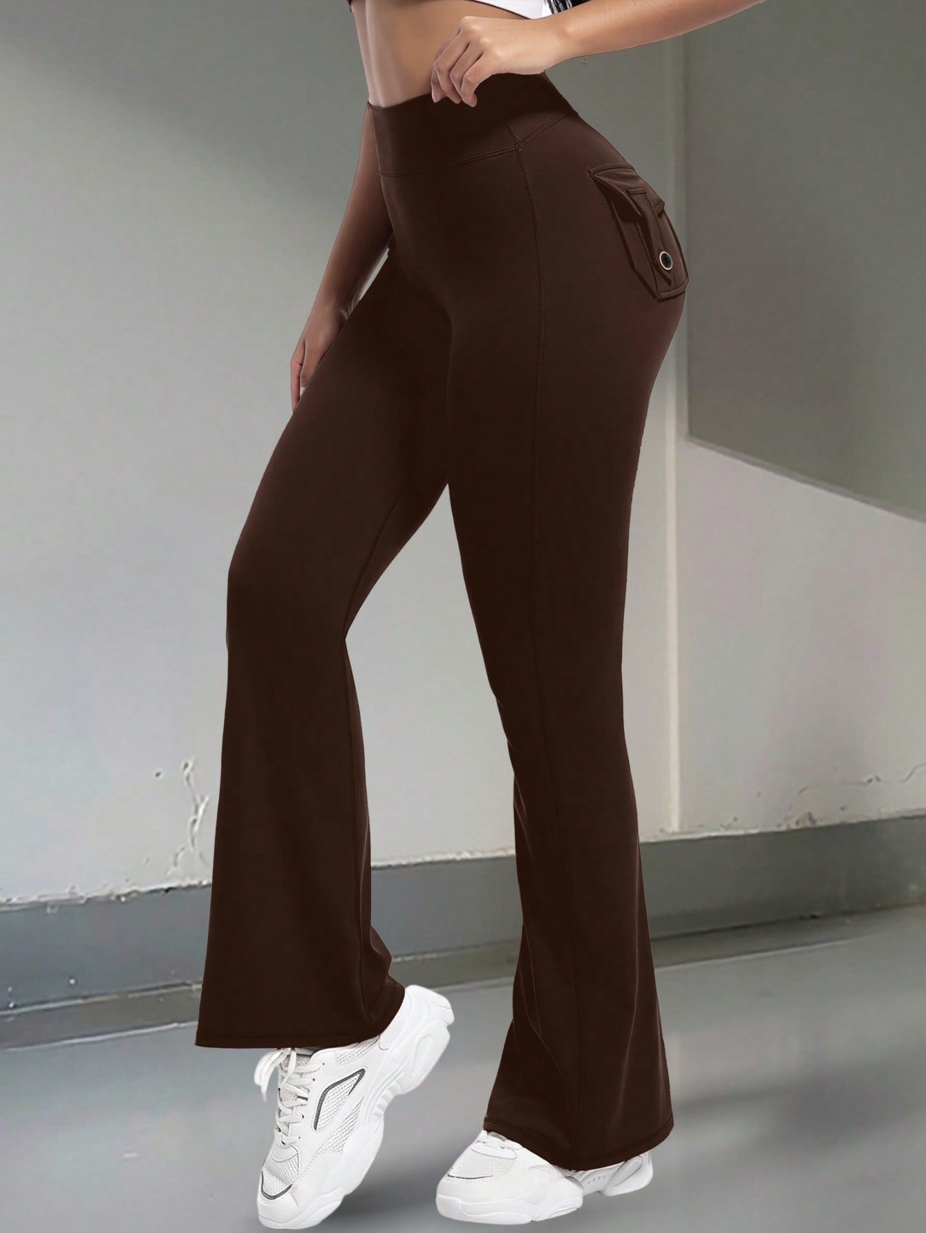 Women's Brown High-Waist Yoga Pants