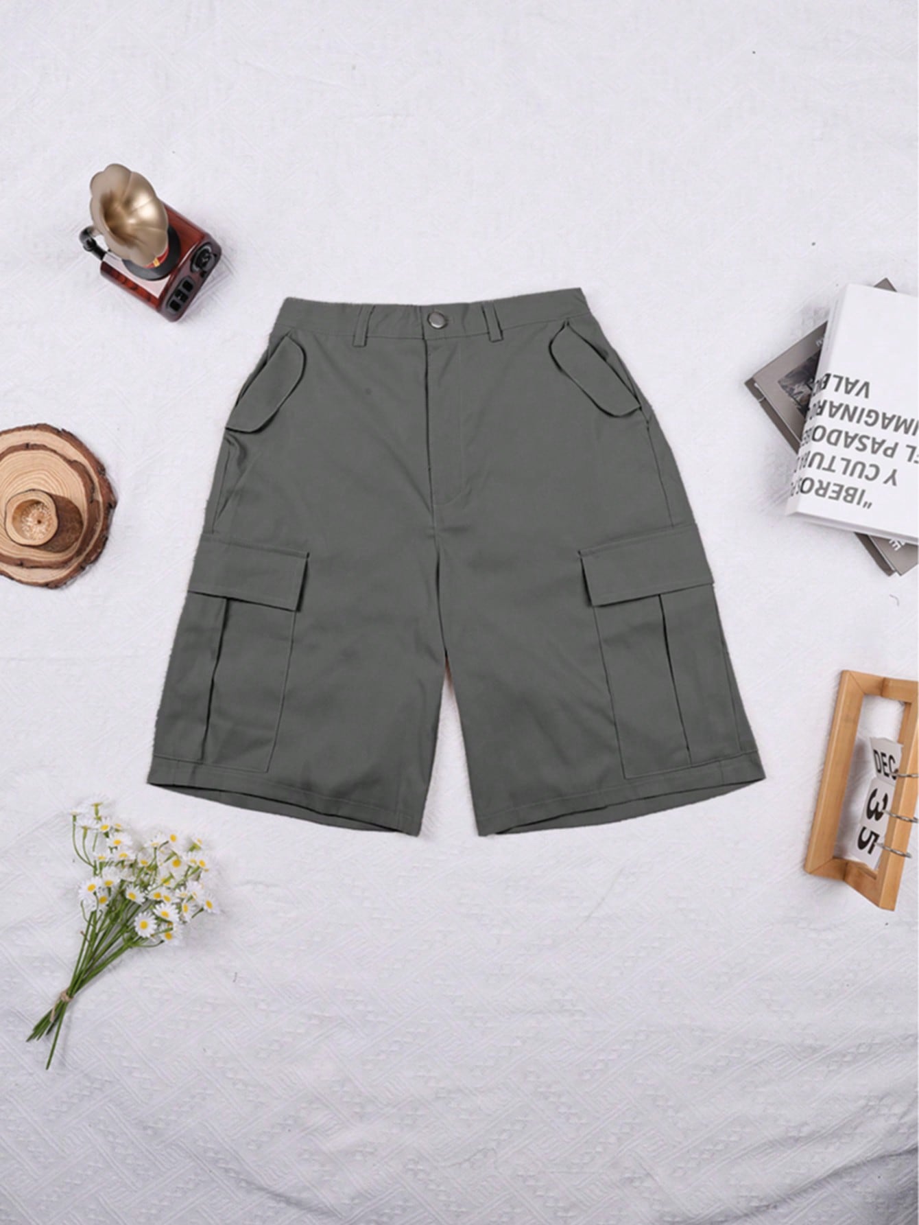 Women'S Dark Grey Casual Cargo Shorts With Side Pockets - Cargo Shorts, Streetwear, Pockets