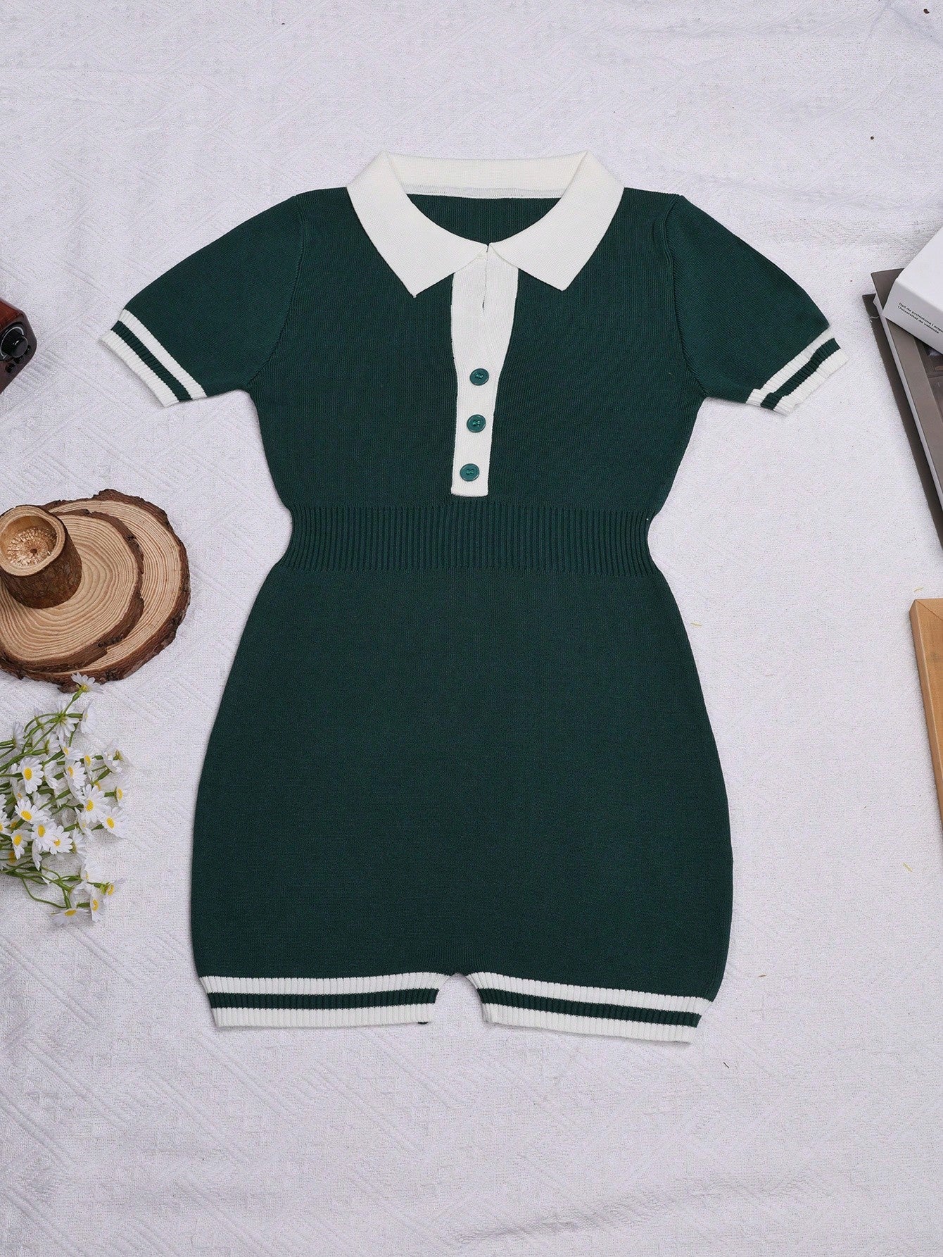 Women's Green Cotton Midi dress with sleeveless