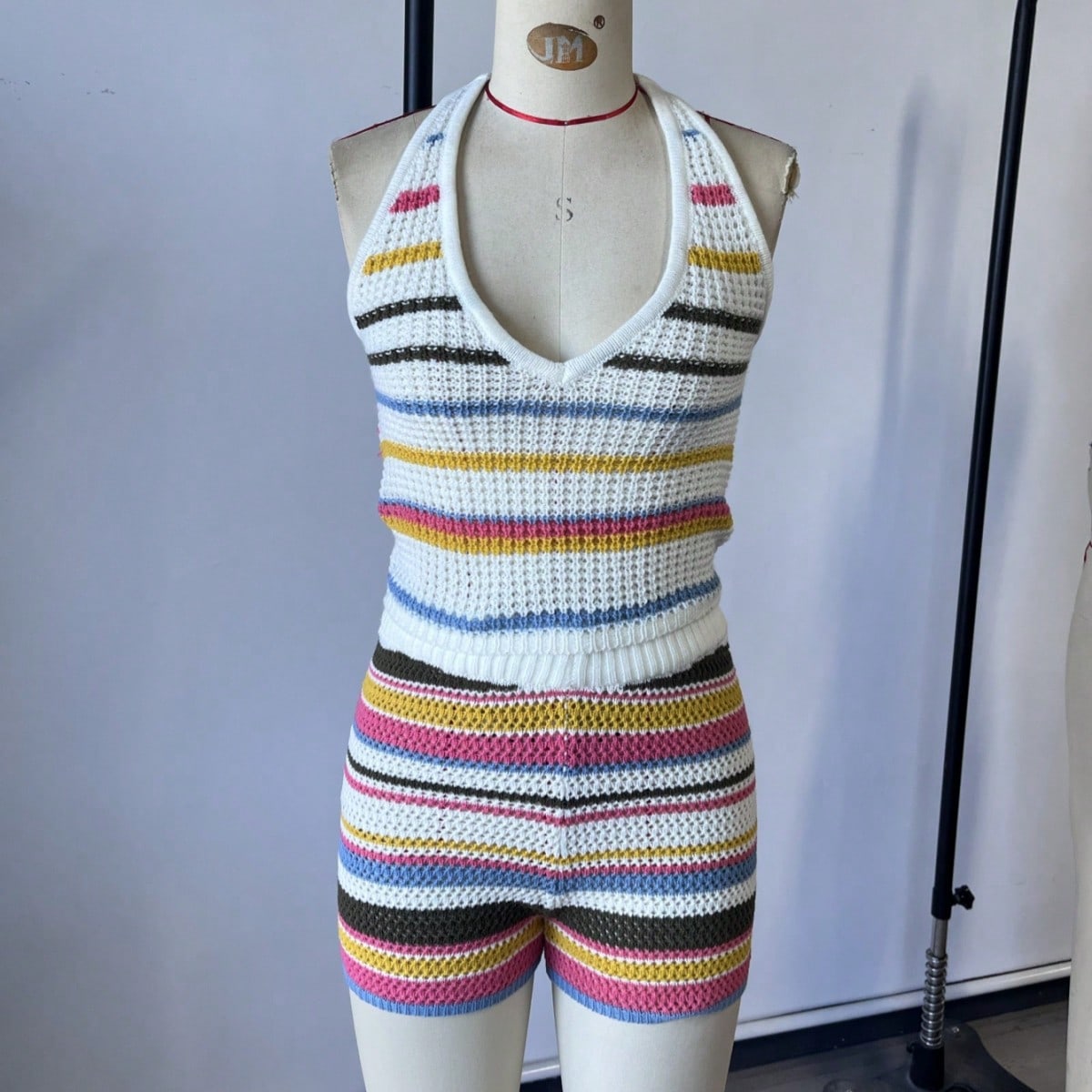 Women's Multicolor Knit Bodycon Midi Dress