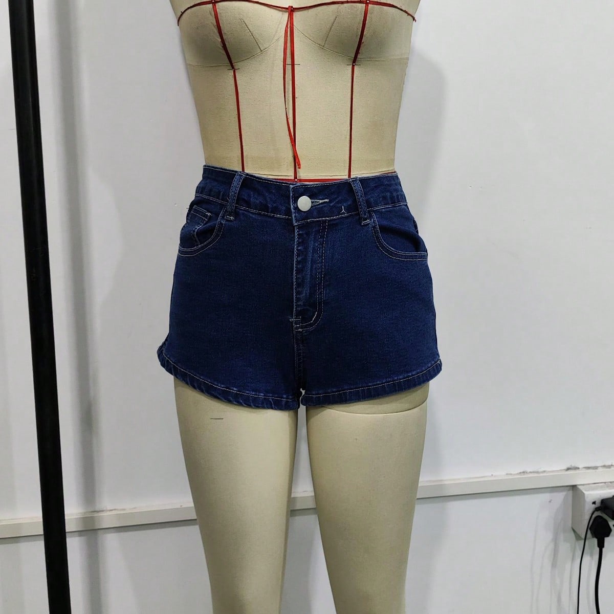Women's Mid Blue Denim Full-length wide-leg jeans with wide-leg