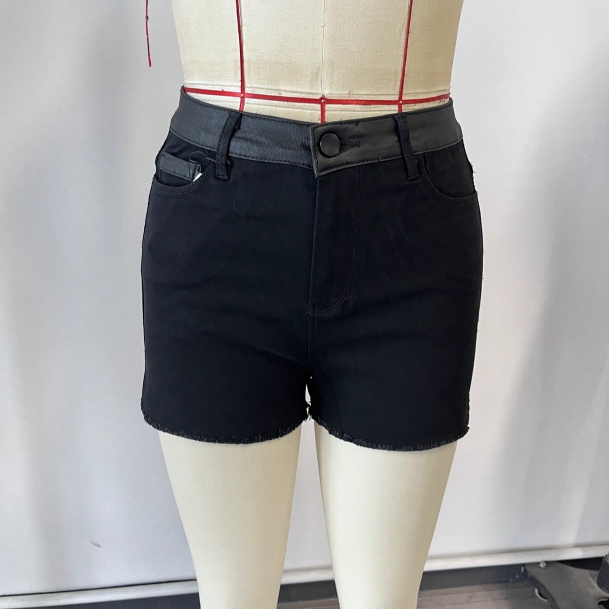Women's Black Polyester Full-length pants with wide-leg