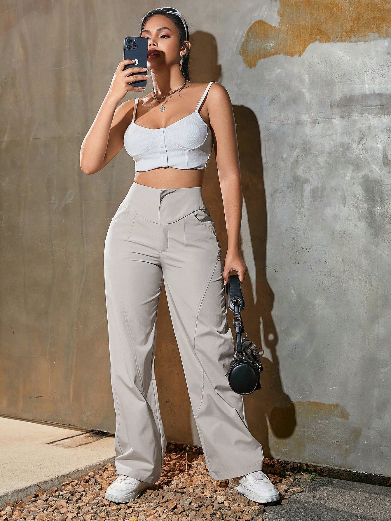 Women's High Waist Wide Leg Trousers Loose Fit Casual Office Wear Long Pants