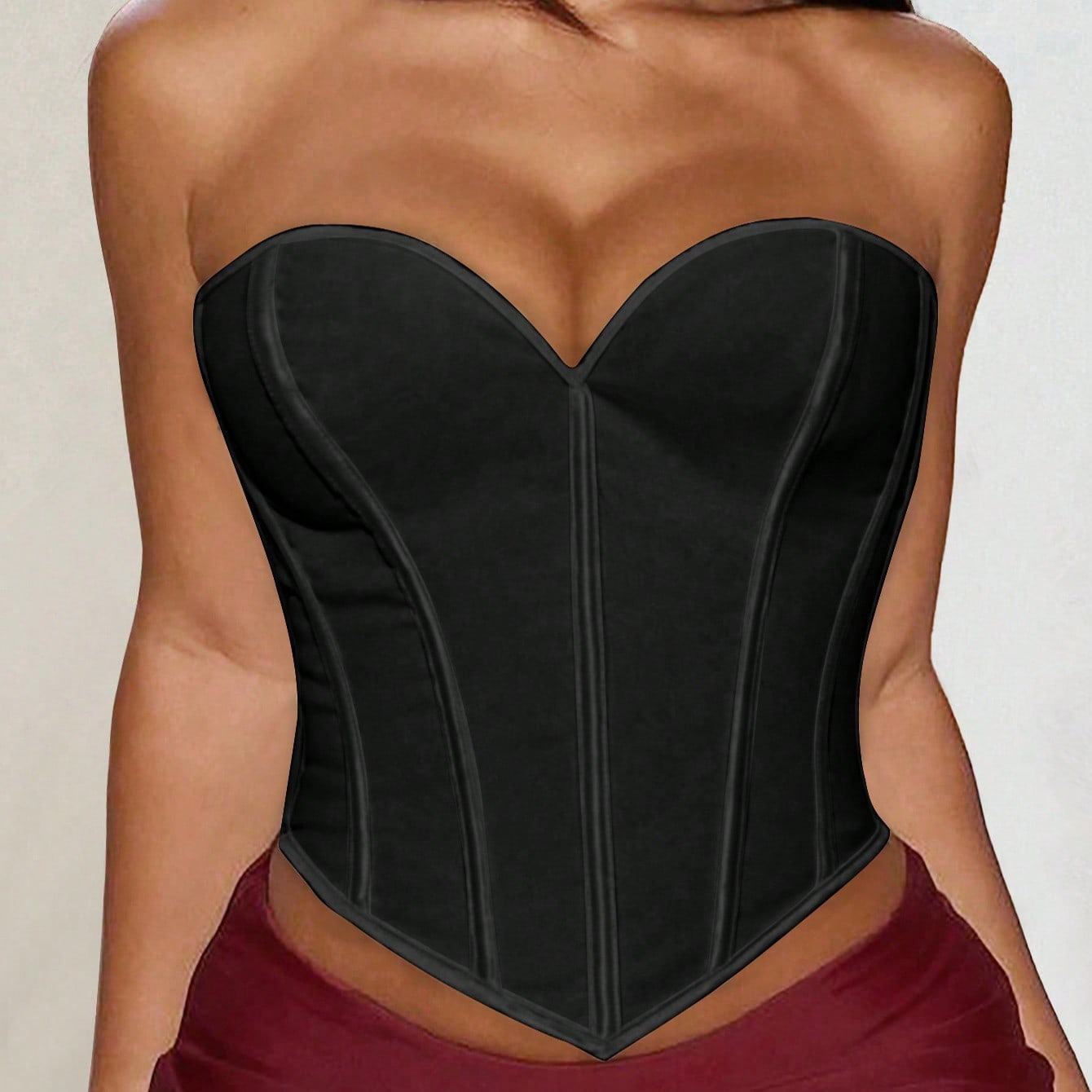 Women's Multi-Color Bustier Crop Tops - Strapless Push-Up Corset Style Tops, Versatile Glam Casual & Daily Wear