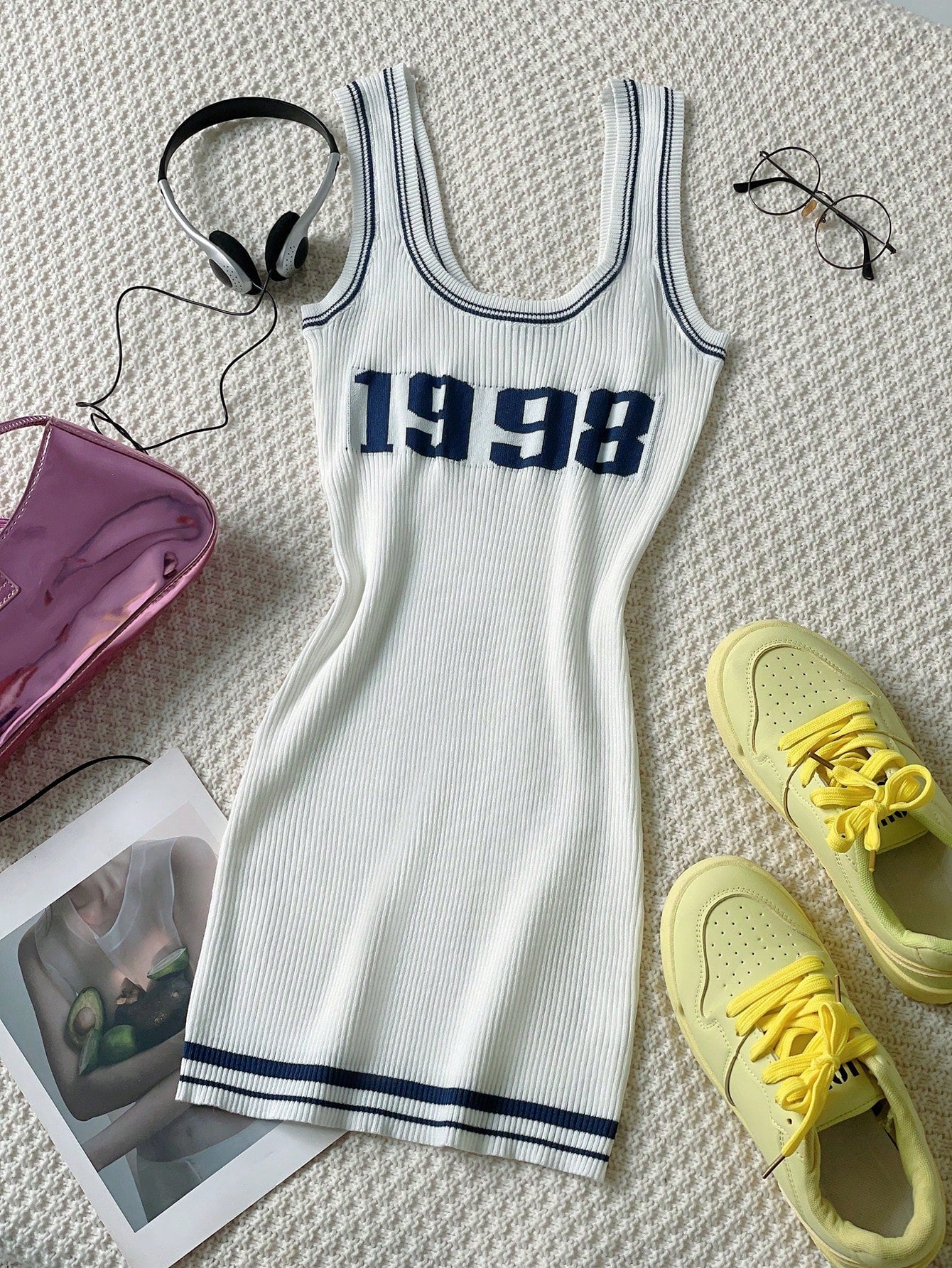 Women's Sleeveless Ribbed Bodycon Mini Dress Athletic Tennis Style