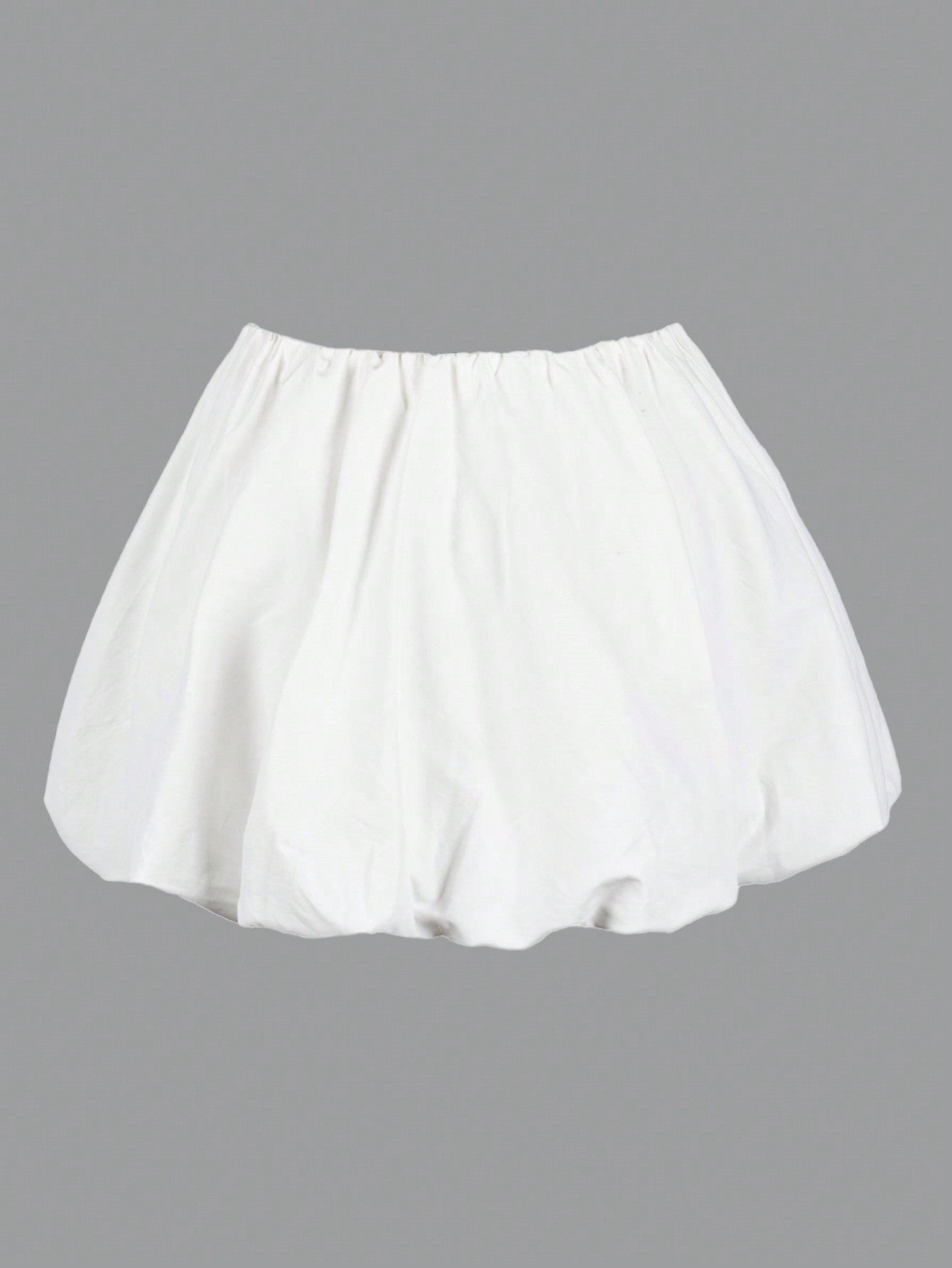 Women's White Bubble Hem Mini Skirt High Waist Puffy Skirt