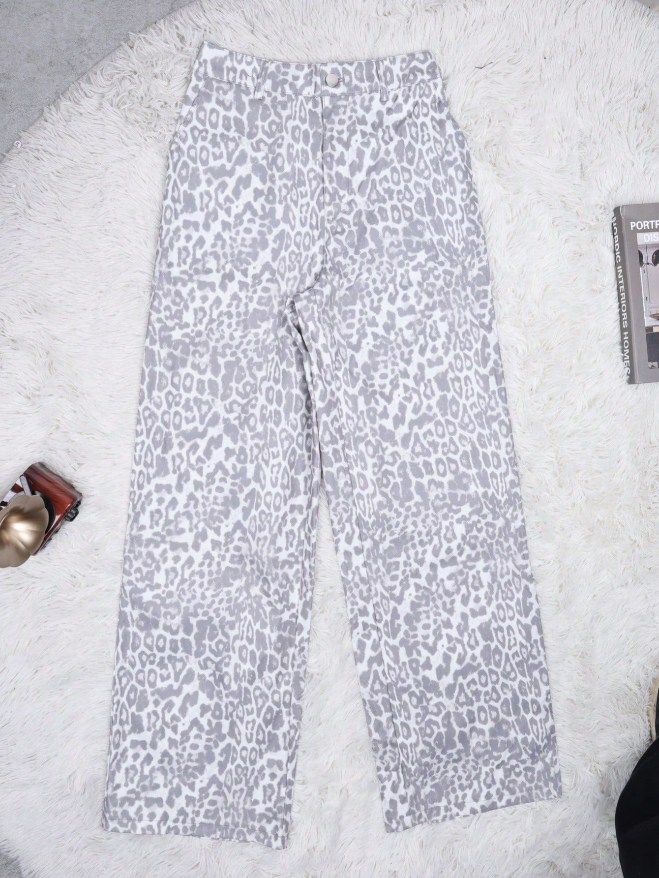Women's Leopard Print Wide-Leg Cargo Pants
