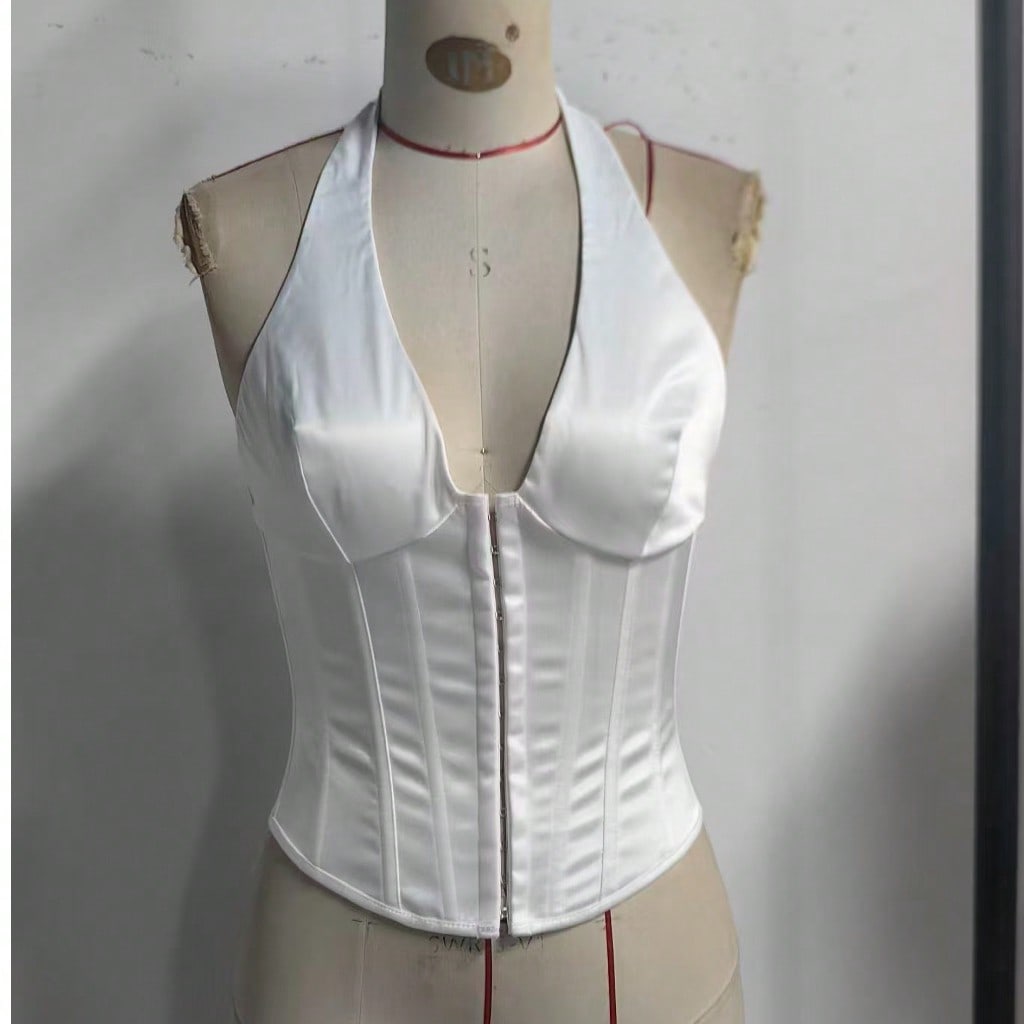 Women's White Boned Corset Bustier