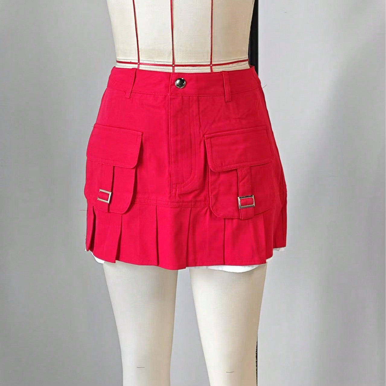 Women's Red A-Line Mini Skirt