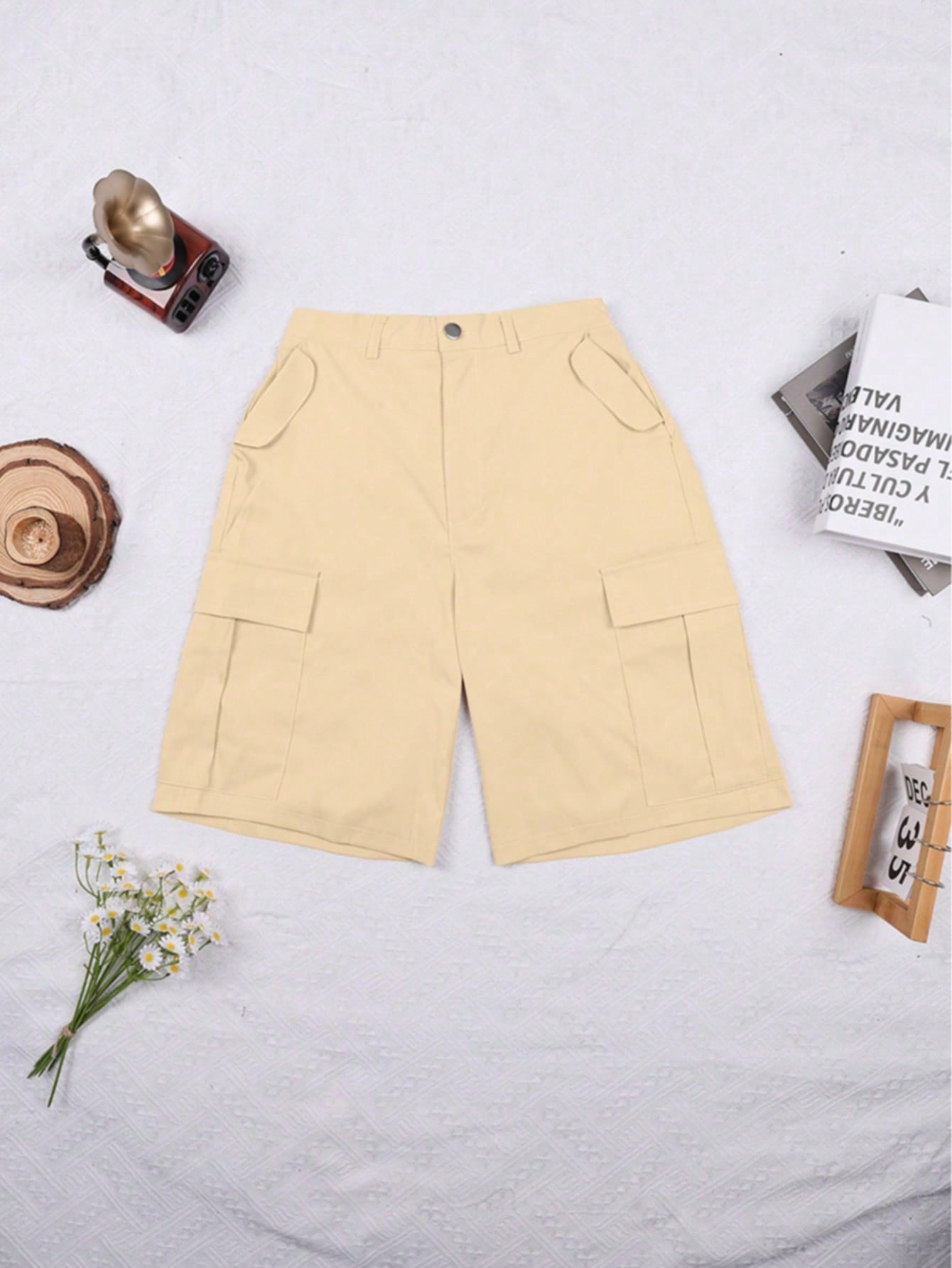Women'S Khaki Casual Cargo Shorts With Side Pockets - Cargo Shorts, Streetwear, Pockets