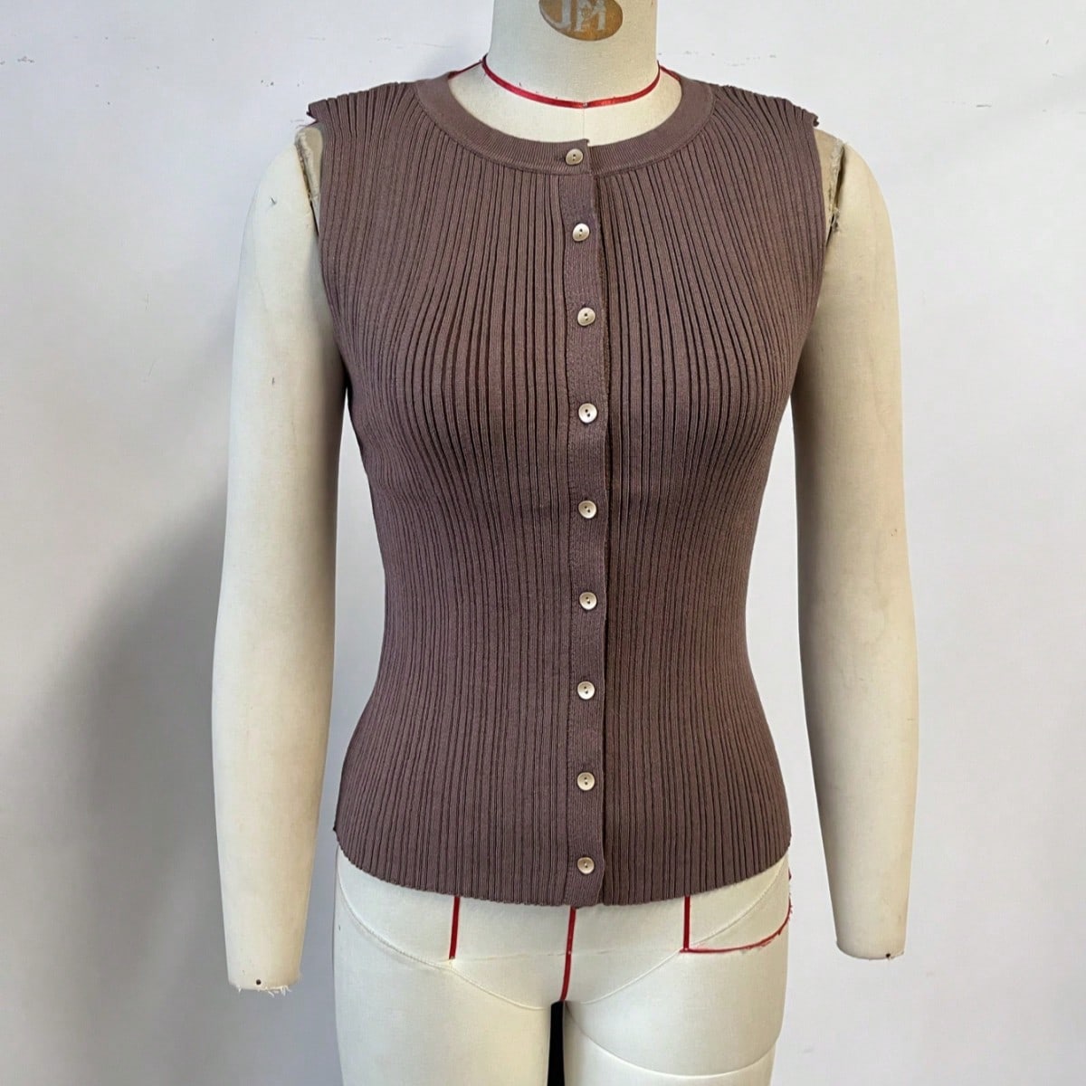 Women's Mocha Brown Sleeveless Bodycon Midi Dress
