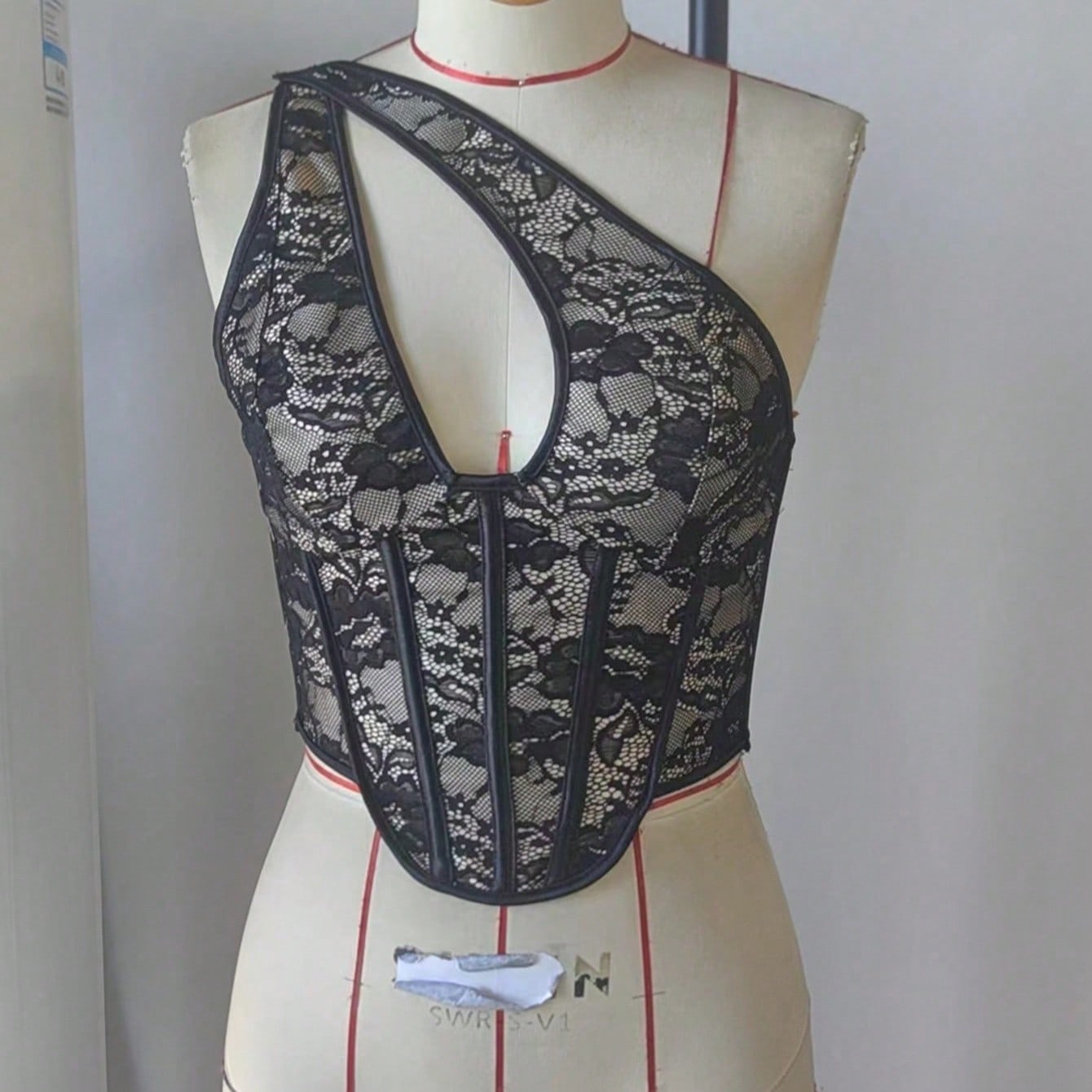 Women's Black Plaid Embroidered Strappy Cami Crop Top