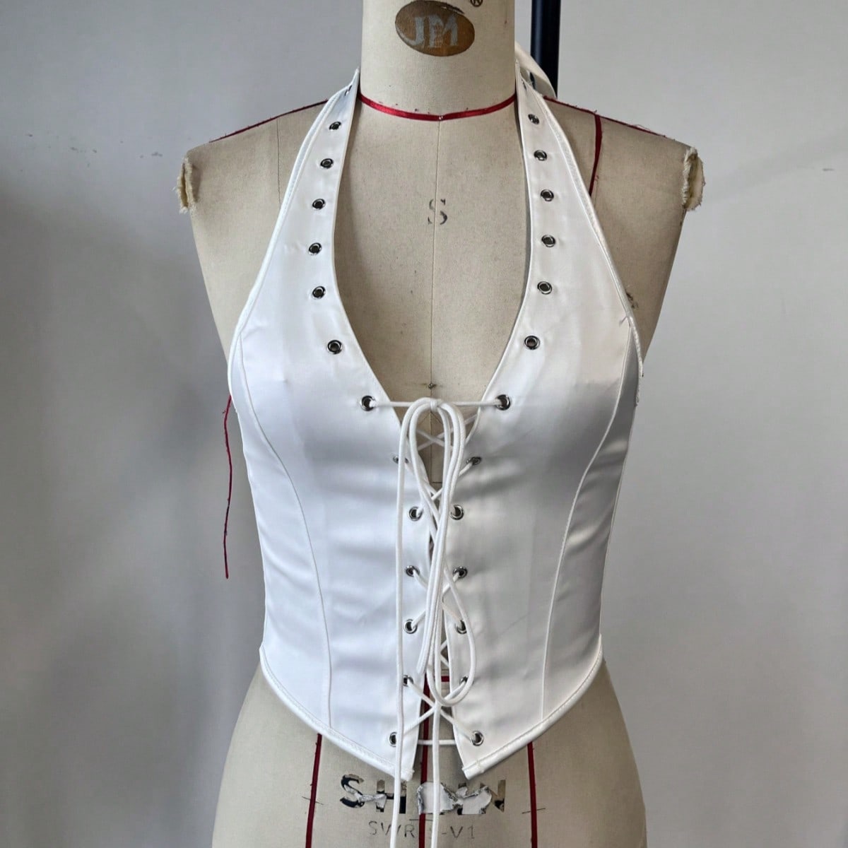 Women's White Satin Sweetheart Boned Corset Bustier