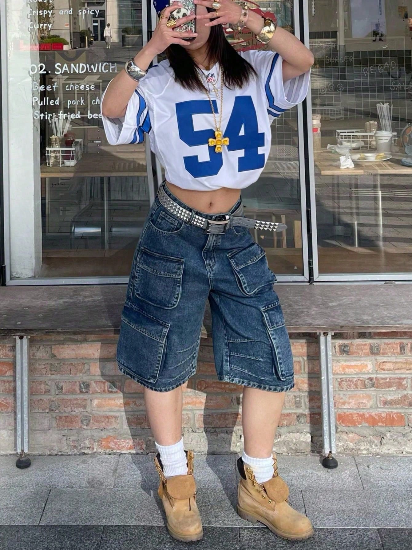 Women's Bleached Blue Distressed Straight Leg Jeans