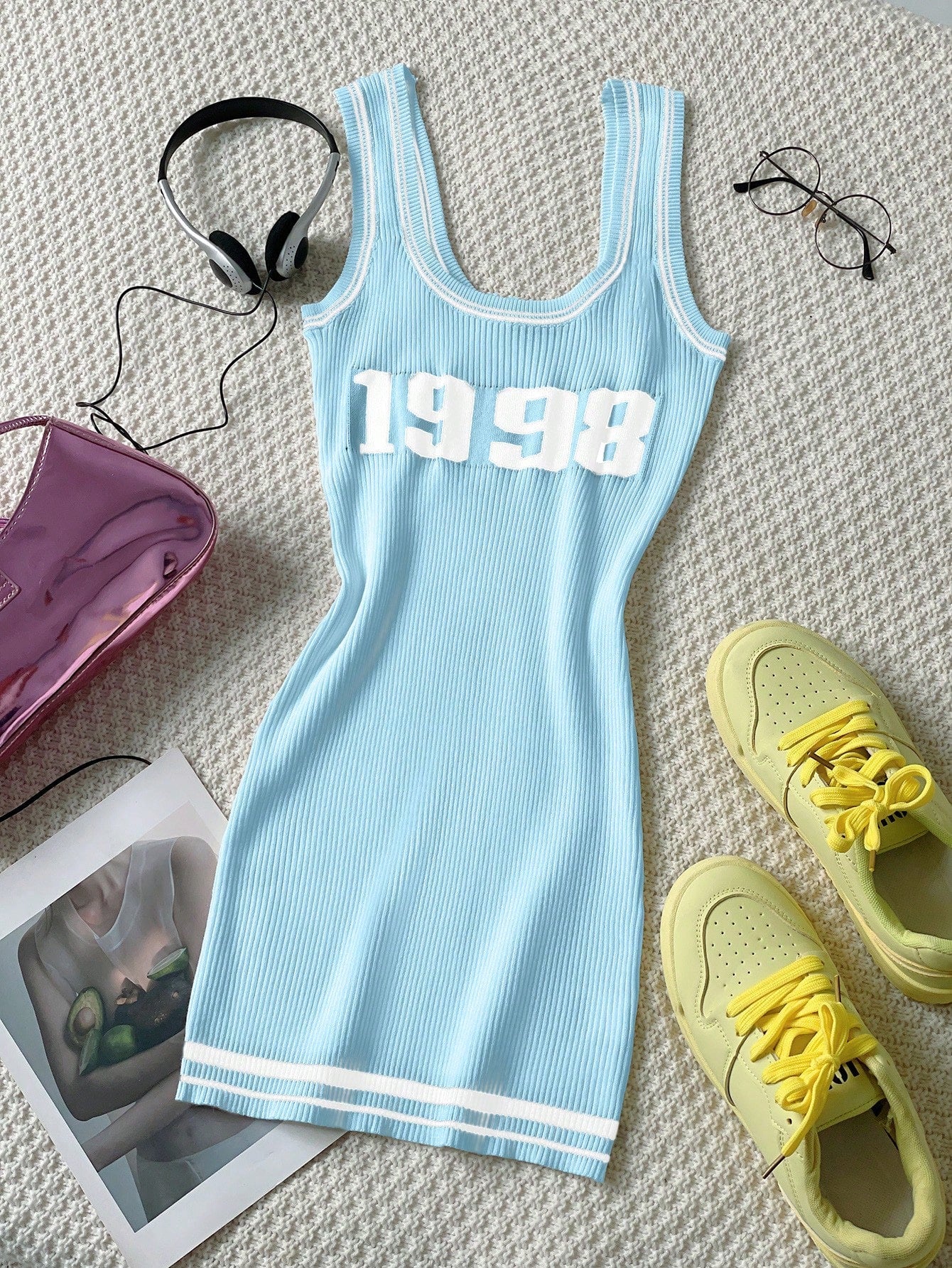Women's Sleeveless Ribbed Bodycon Mini Dress Athletic Tennis Style
