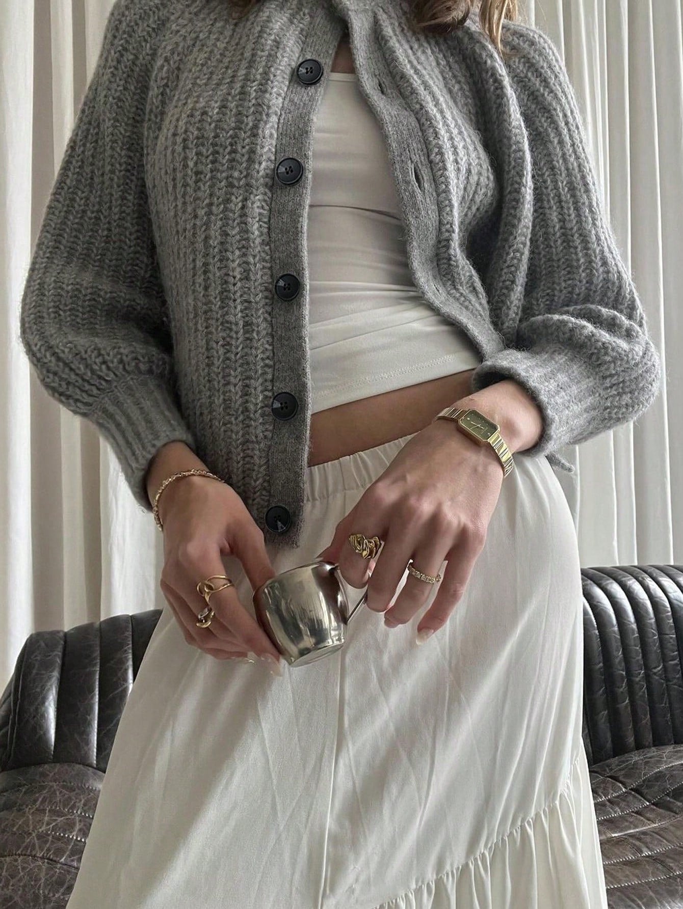 Women's Grey Ribbed Crop Top Shorts Set