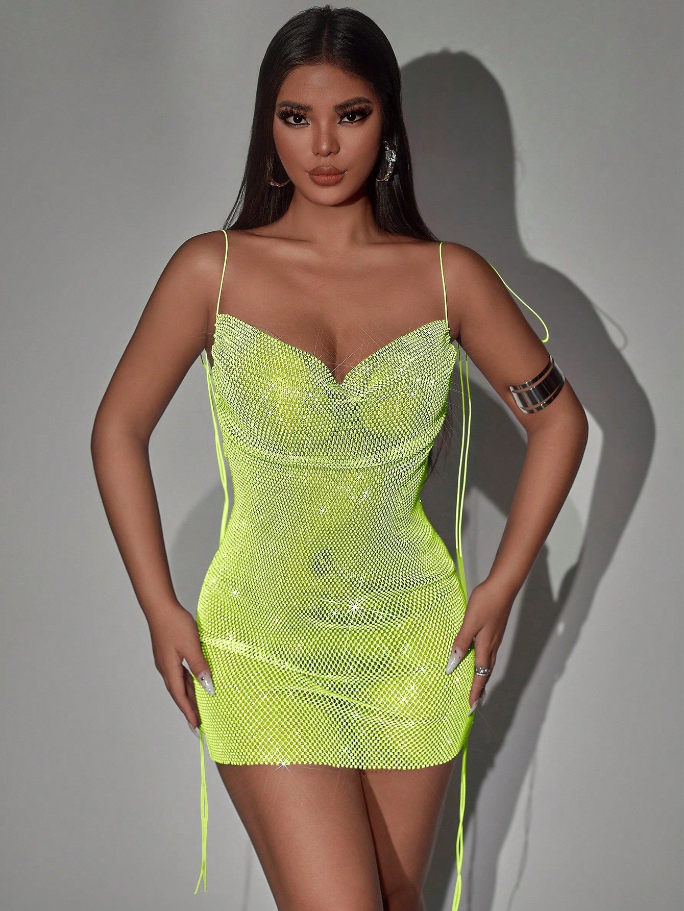 Women's Multi-Color Sheer Mesh Mini Dress - Strapless Backless Bodycon Dress, Romantic Glam & Lingerie-Inspired Wear