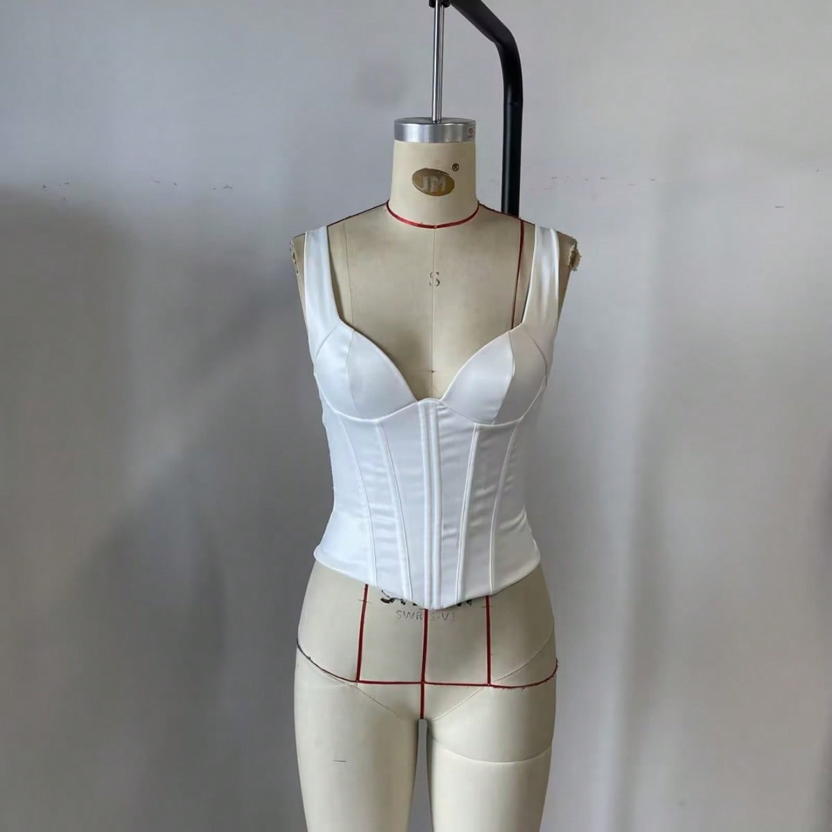 Women's White Faux Leather Bustier corset top with strapless