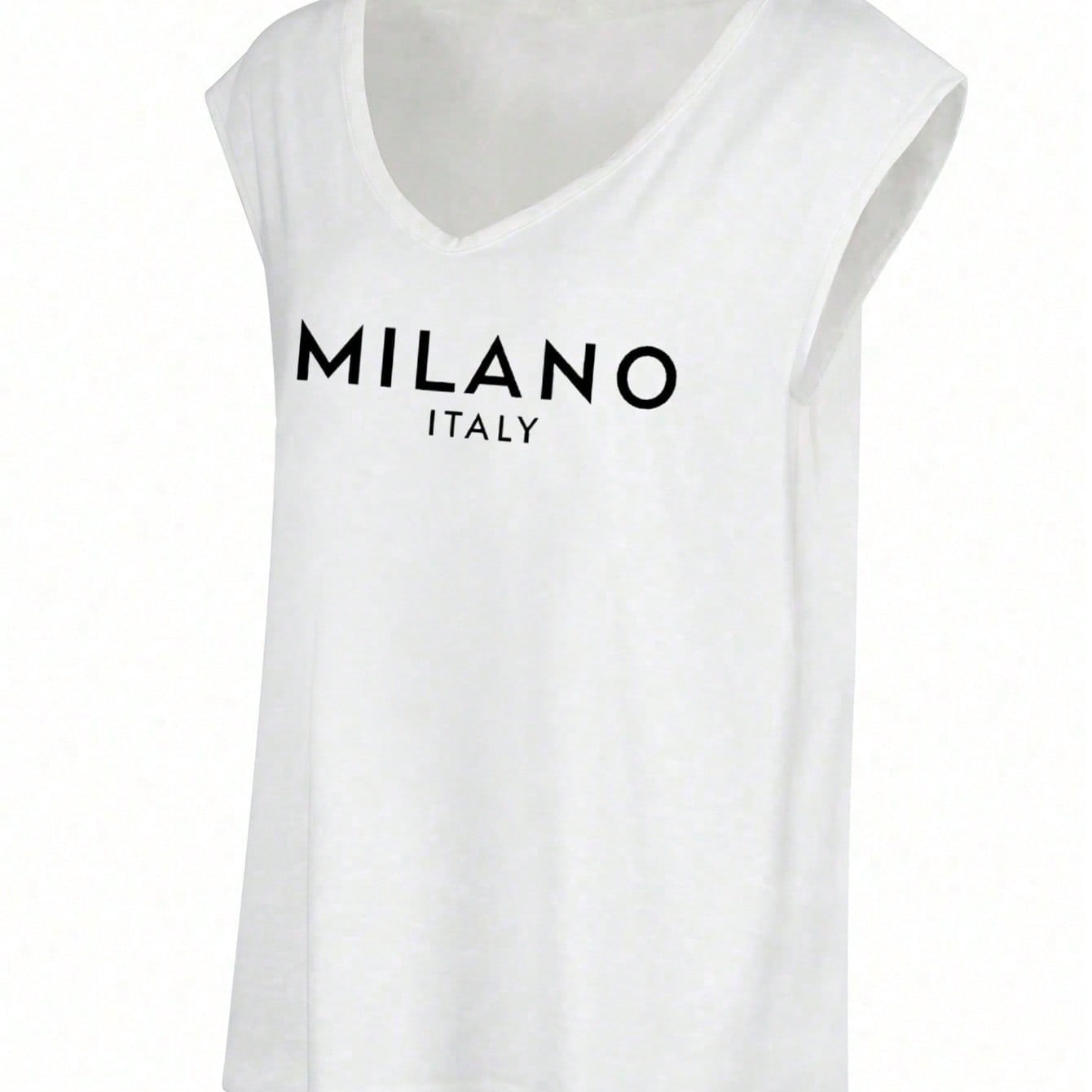 Women's Women Sleeveless Milano Italy Graphic Tank Top Casual White Print Tee