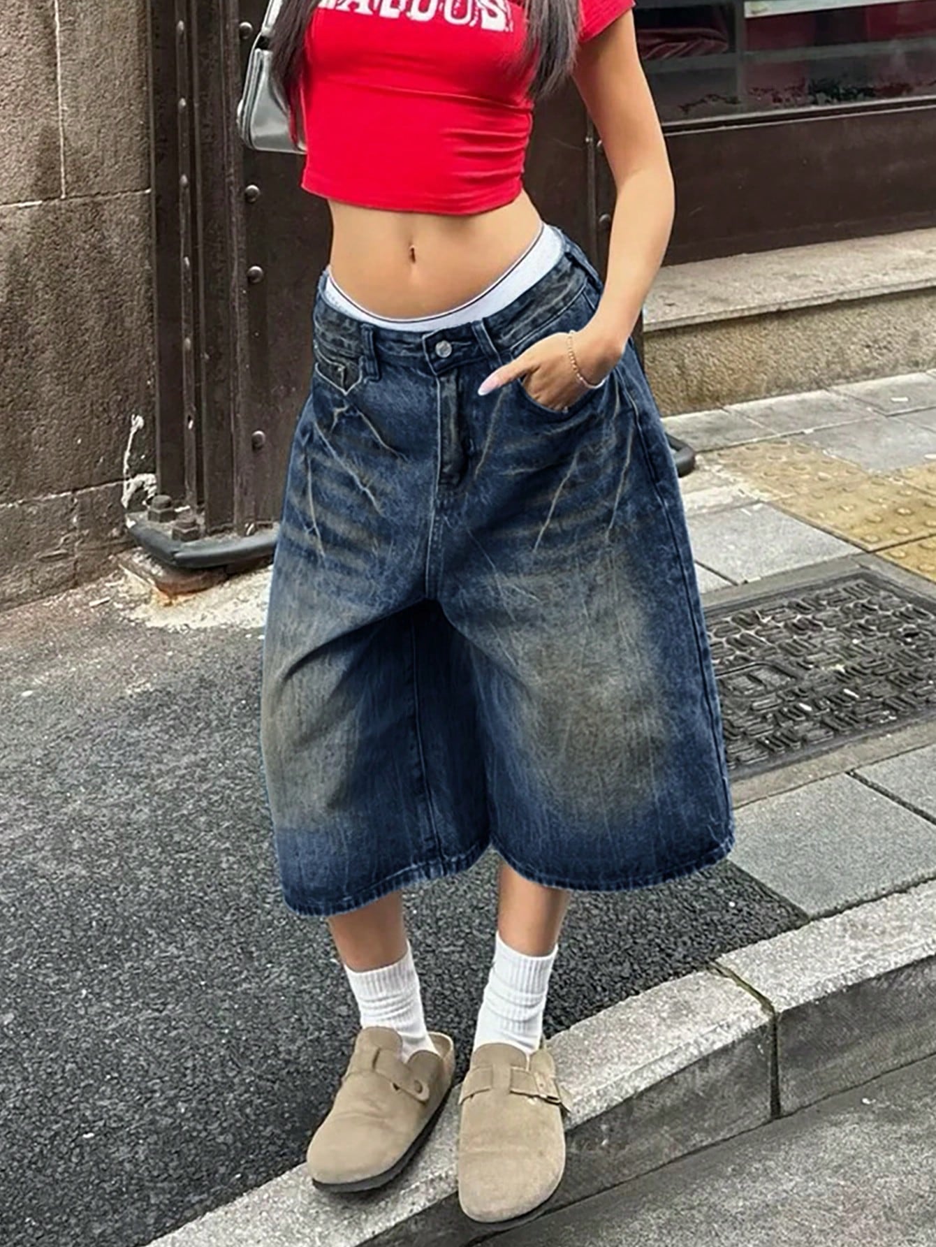 Women's Vintage Blue High-Waist Straight Leg Jeans