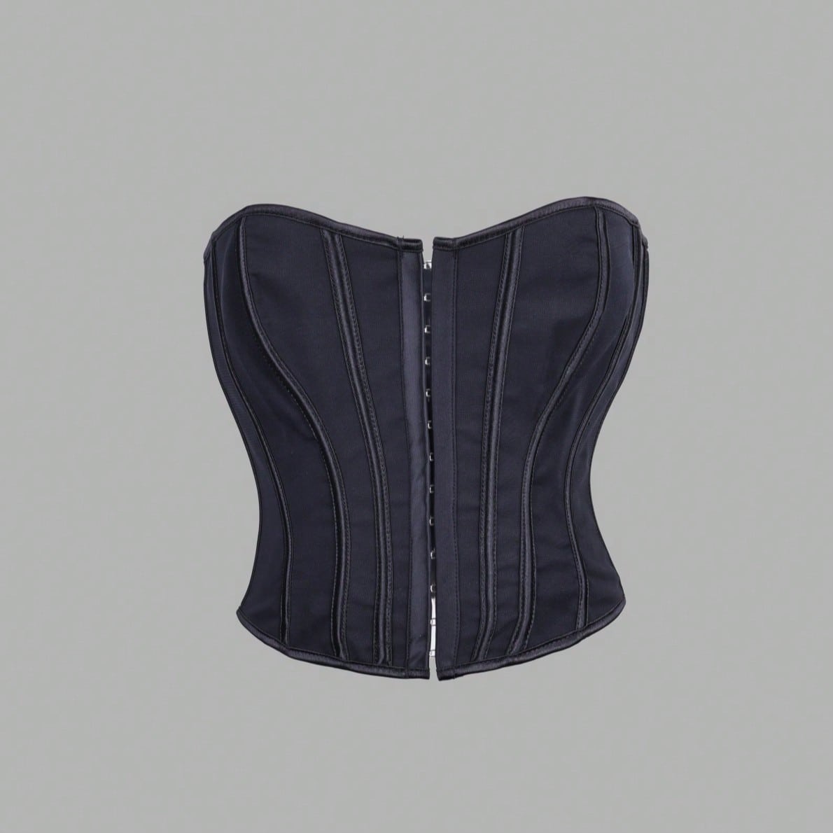 Women's Black Check Plaid Strapless Corset Bustier