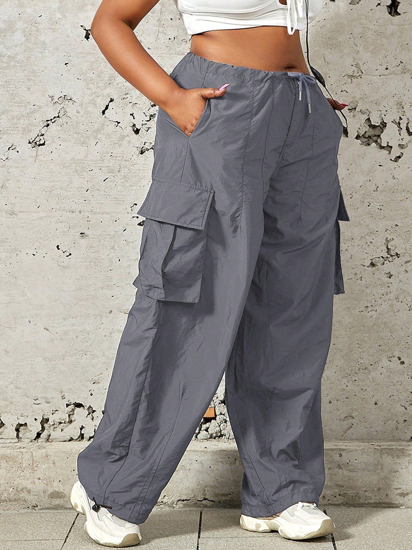 Women's Plus Size Grey High-Waist Yoga Leggings
