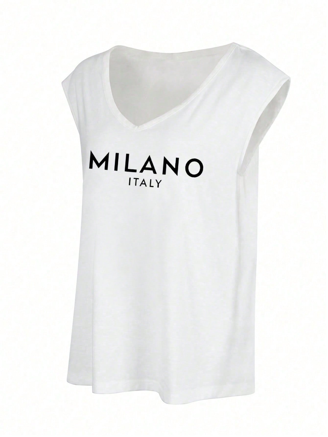 Women's White MILANO ESTATE Graphic Tank Top - Sleeveless Casual Vacation Tee