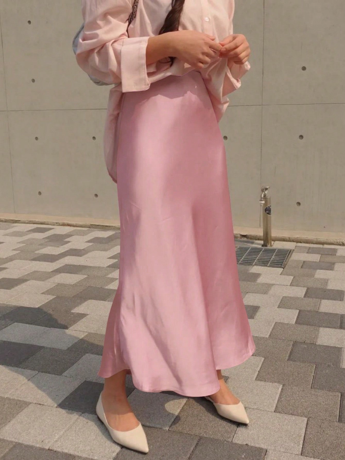 Women's Pink Polyester Mini skirt with A-line
