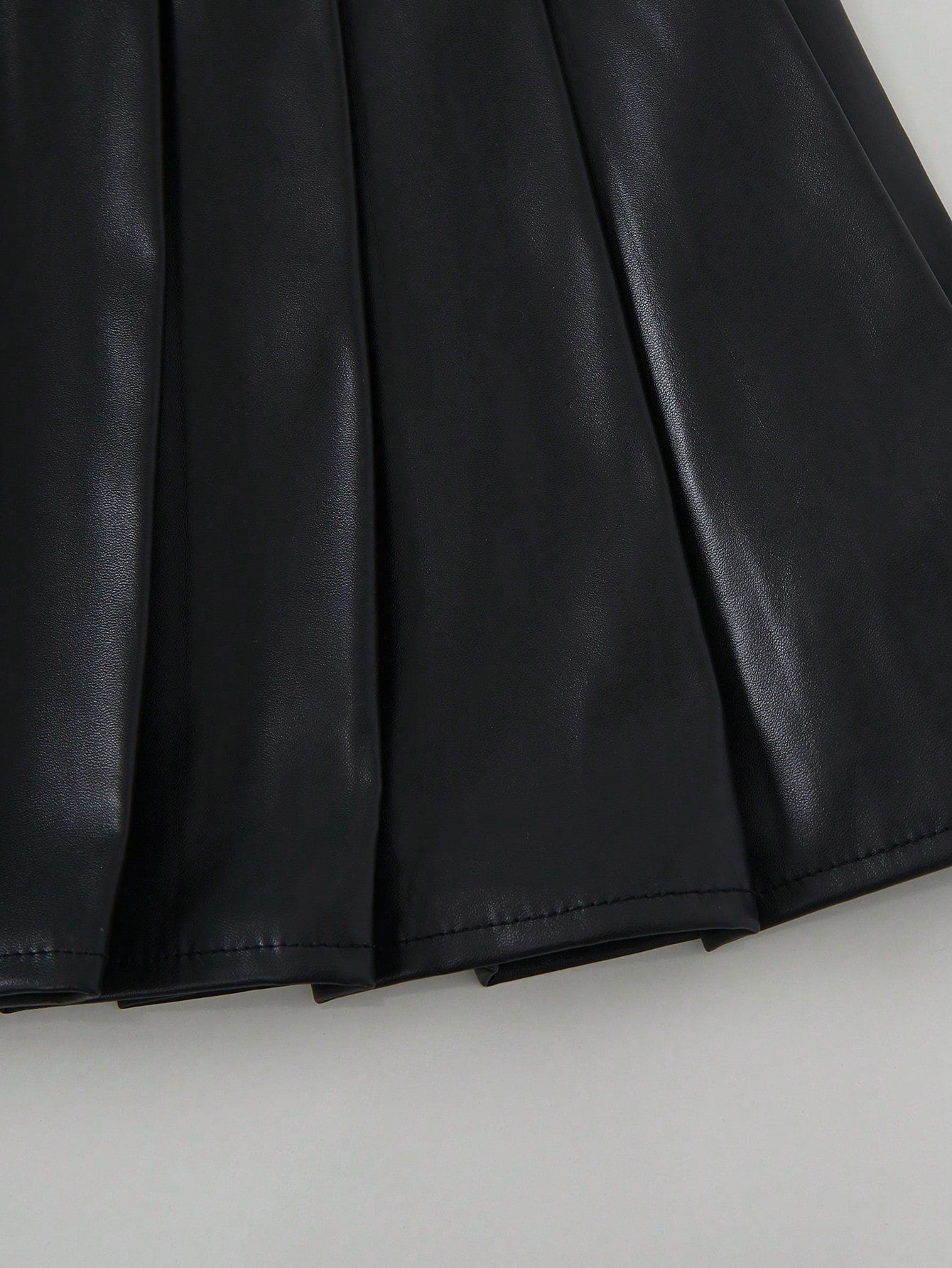 Women's Black PU Leather Pleated Mini Skirt High Waisted Gothic Punk Style