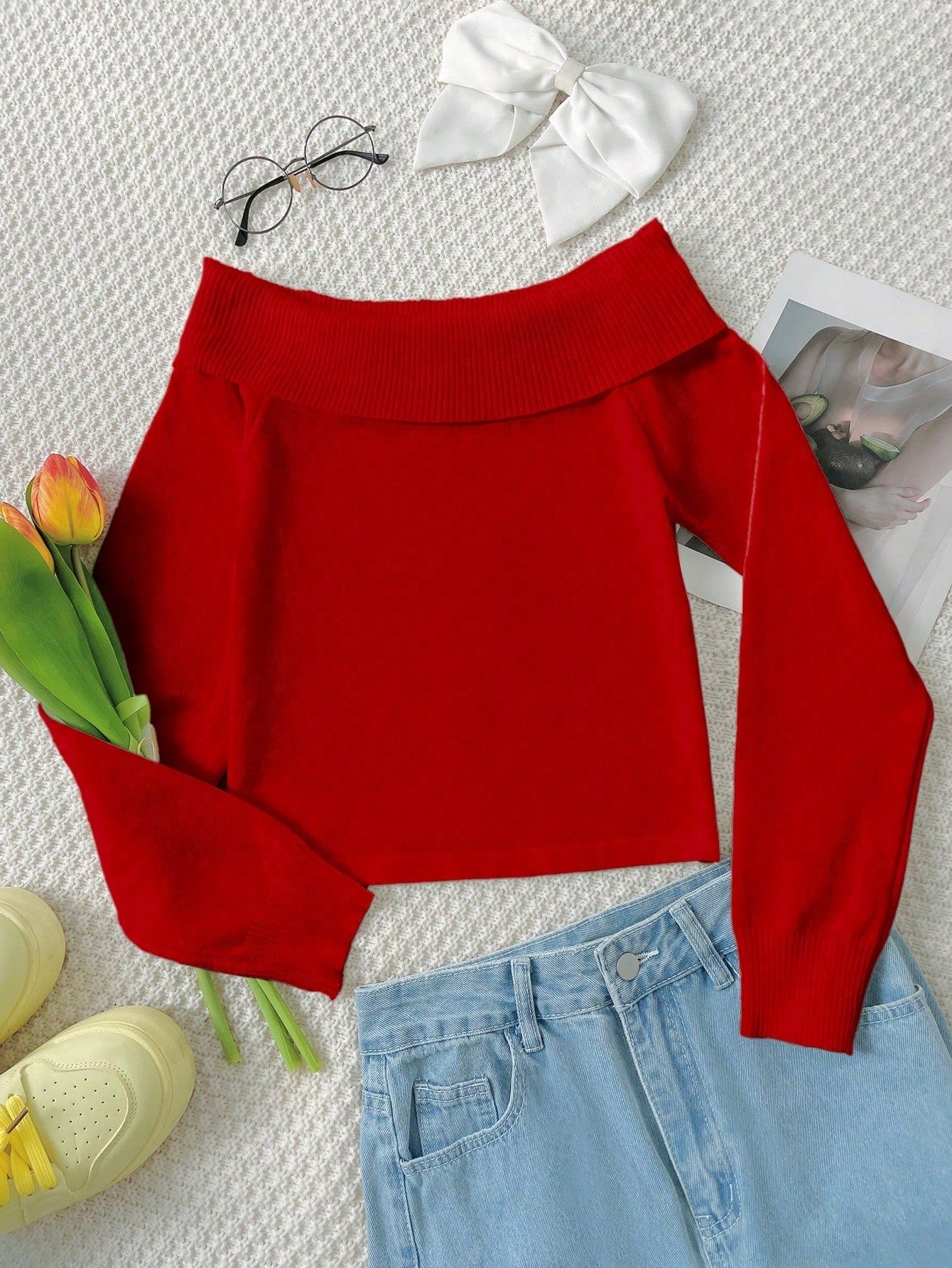 Women's Red Ribbed Knit Midi bodycon dress with sleeveless