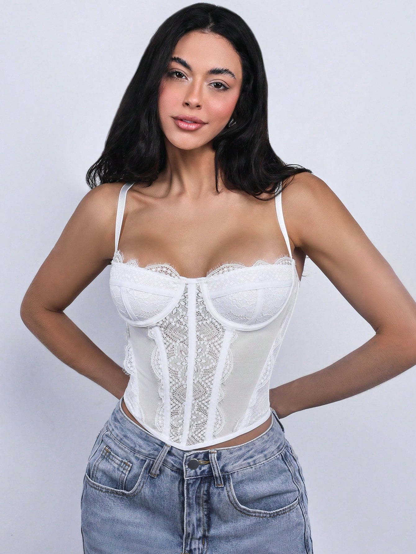 Women's White Faux Leather Bustier corset top with strapless