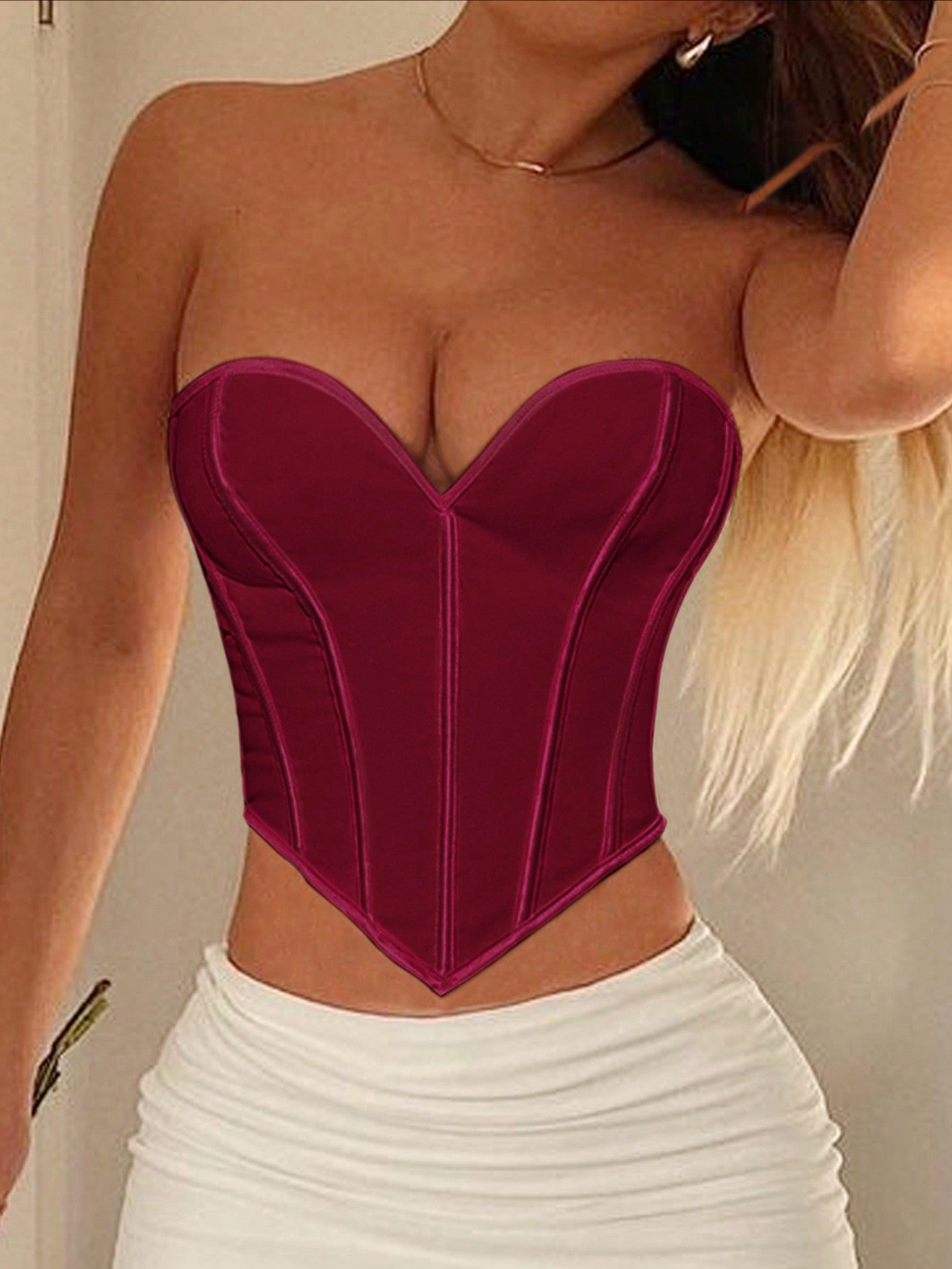 Women's Sexy Sweetheart Neckline Corset Top Slim Fit Sleeveless Party Clubwear