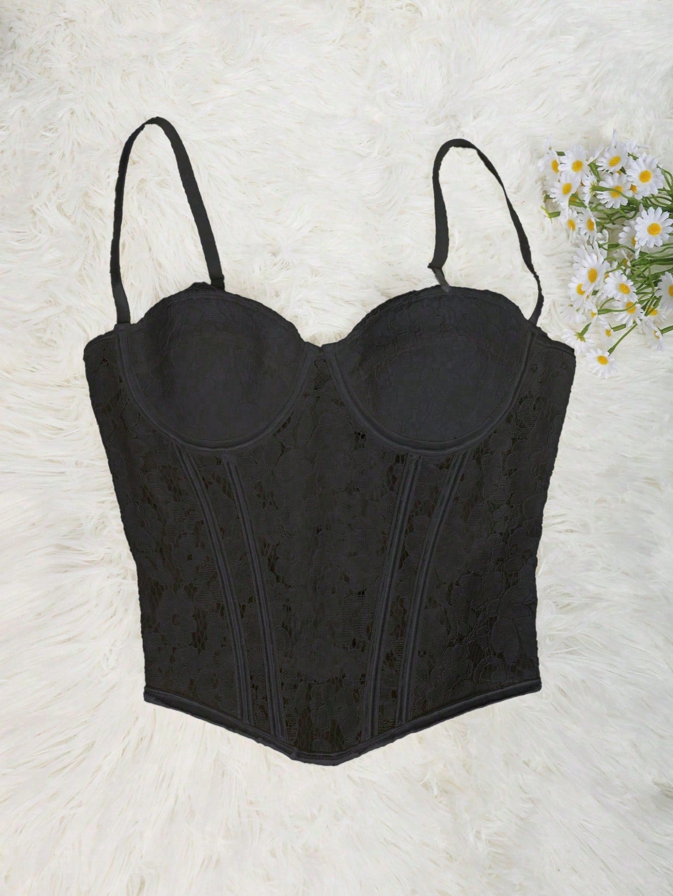 Women's Black Lace Corset Top