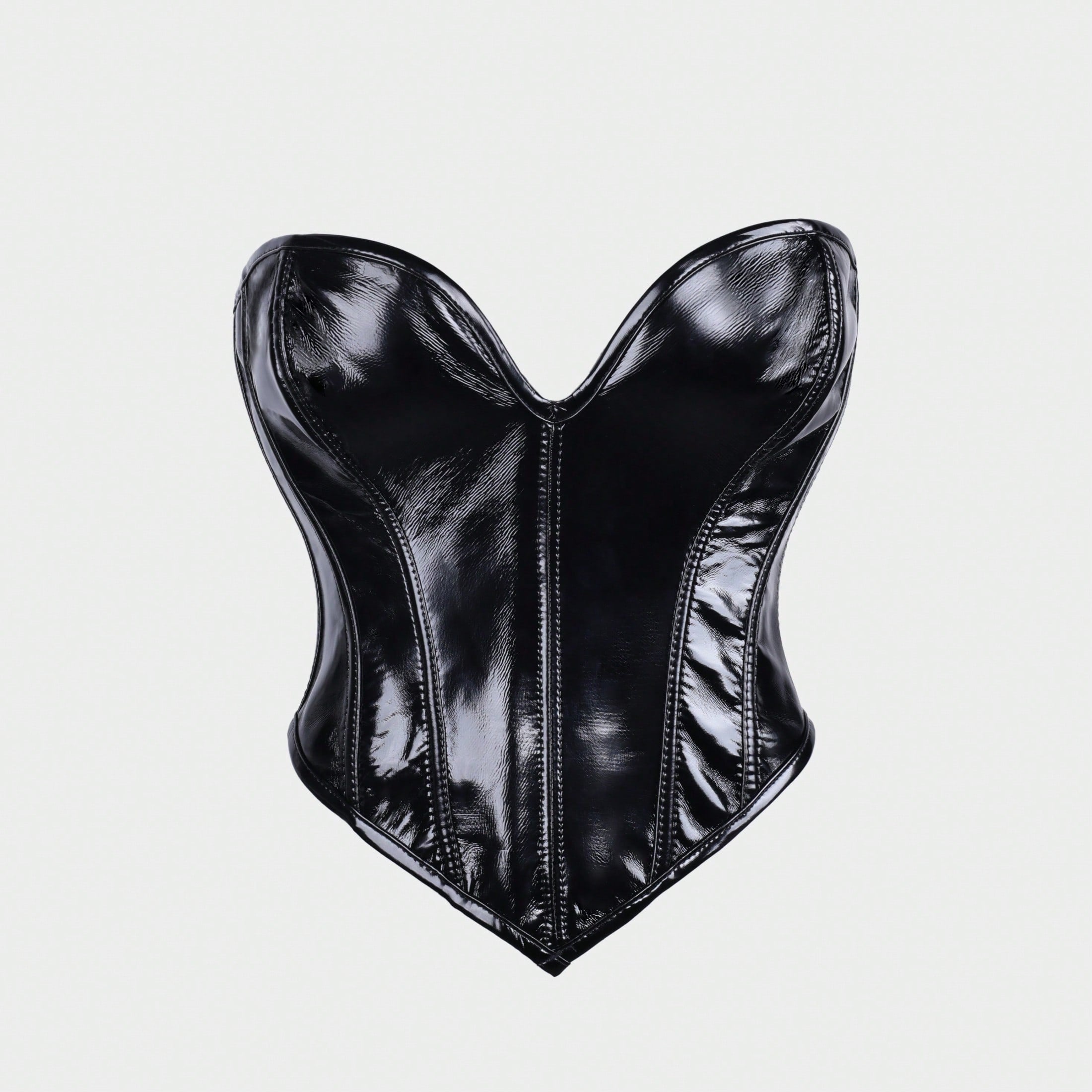 Women's Black PU Leather Corset Top