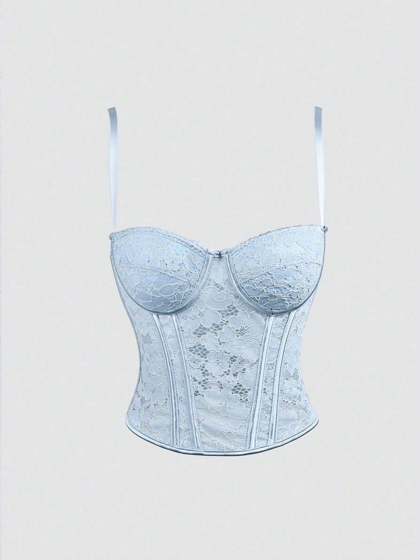 Women's Blue Lace Corset Top